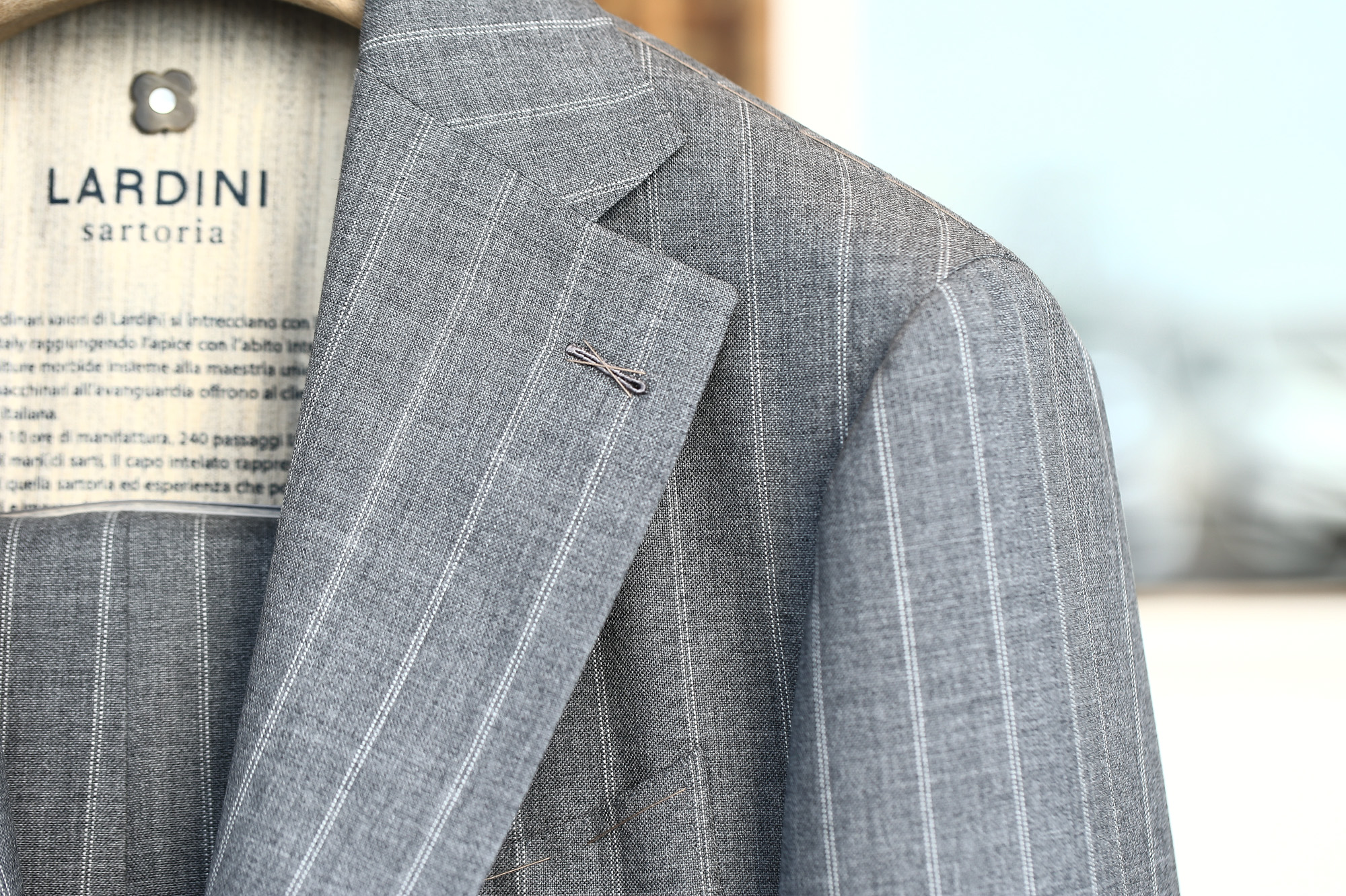 LARDINI (ラルディーニ) SARTORIA (サルトリア) トロピカル サマーウール 段返り3B ダブルピンストライプ スーツ GRAY (グレー・1) 2018 春夏新作 lardini 愛知 名古屋 Alto e Diritto アルト エ デリット スーツ ジャケット