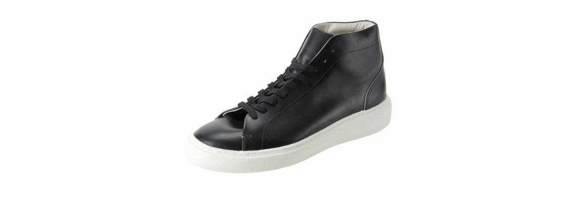 PATRICK(パトリック) CRUISE LINE クルーズライン GENOVA-HI (ジェノバ ハイ) Annonay Vocalou Calf Leather (アノネイ社 ボカルーカーフ レザー) ハイカット レザー スニーカー BLACK (ブラック・BLK) MADE IN JAPAN(日本製) 【1st コレクション // 復刻モデル】【スペシャル限定モデル】 patrick パトリック cruiseline クルーズライン 愛知 名古屋 ZODIAC ゾディアック 干場義雅　坪内浩