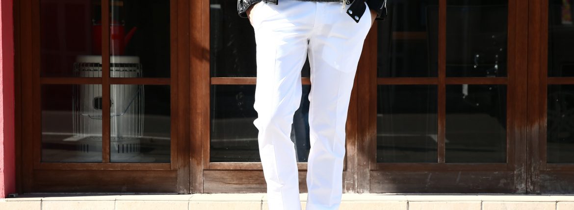 PT01 (ピーティーゼロウーノ) BUSINESS (ビジネス) SUPER SLIM FIT (スーパースリムフィット) Lux Cloth ストレッチ コットン スラックス パンツ WHITE (ホワイト・0010) 2018 春夏新作のイメージ