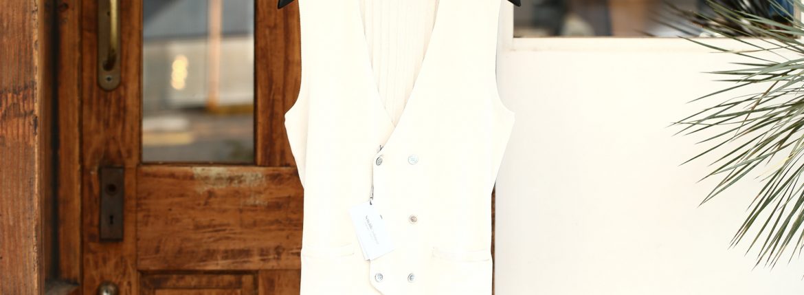 Settefili Cashmere (セッテフィーリ カシミア) Gilet (ニットダブルベスト) コットン ニット ジレ WHITE (ホワイト・MO01) made in italy (イタリア製) 2018 春夏新作 settefilicashmere セッテフィーリカシミア 愛知 名古屋 ZODIAC ゾディアック