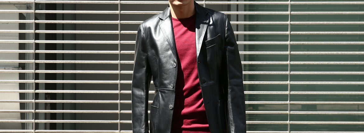 CINQUANTA (チンクアンタ) H613 SINGLE TAILORED JACKET CAVALLO (シングル テーラード ジャケット) ホースレザー ジャケット BLACK (ブラック・999) Made in italy (イタリア製) 2018 秋冬 【ご予約開始します】 cinquanta チンクアンタ レザージャケット ジャケット 愛知 名古屋 ZODIAC ゾディアック