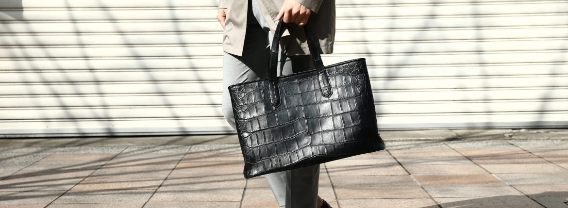 Cisei × 山本製鞄 (シセイ × 山本製鞄) Crocodile Tote Bag Large (クロコダイル トートバッグ ラージ) Large Crocodile Leather (ワニ革) ラージクロコダイル トート バッグ BLACK(ブラック),NAVY(ネイビー),BROWN(ブラウン) Made in Japan (日本製) cisei yamamotoseiho トートバック クロコ 愛知 名古屋 ZODIAC ゾディアック