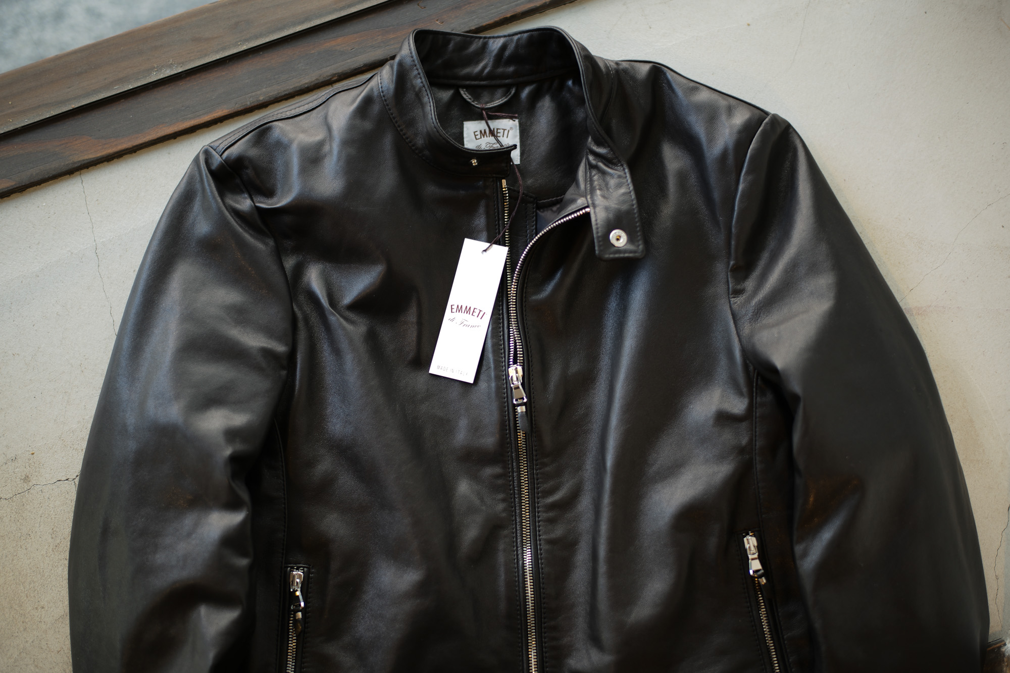 EMMETI (エンメティ) ANDREA (アンドレア) Lambskin Nappa Leather ラムナッパレザー 中綿入り シングル ライダース ジャケット NERO (ブラック・190/1) Made in italy (イタリア製) 2018 秋冬 emmeti juri ユリ 愛知 名古屋 Alto e Diritto アルト エ デリット レザージャケット シングルレザー