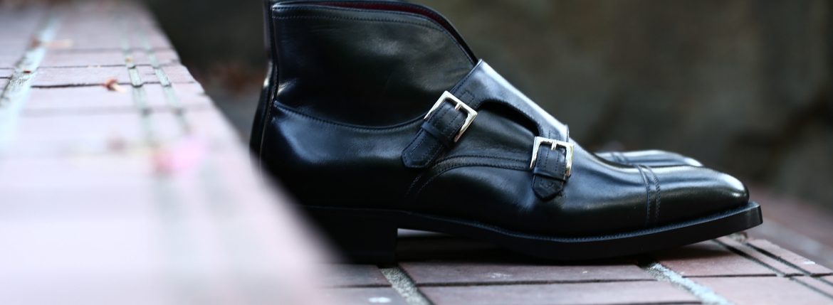 ENZO BONAFE (エンツォボナフェ) ART.EB-18 Double Monk Strap Boots Du Puy Vitello デュプイ社ボックスカーフ ダブルモンクストラップブーツ NERO (ブラック) made in italy (イタリア製) 2018 春夏新作のイメージ