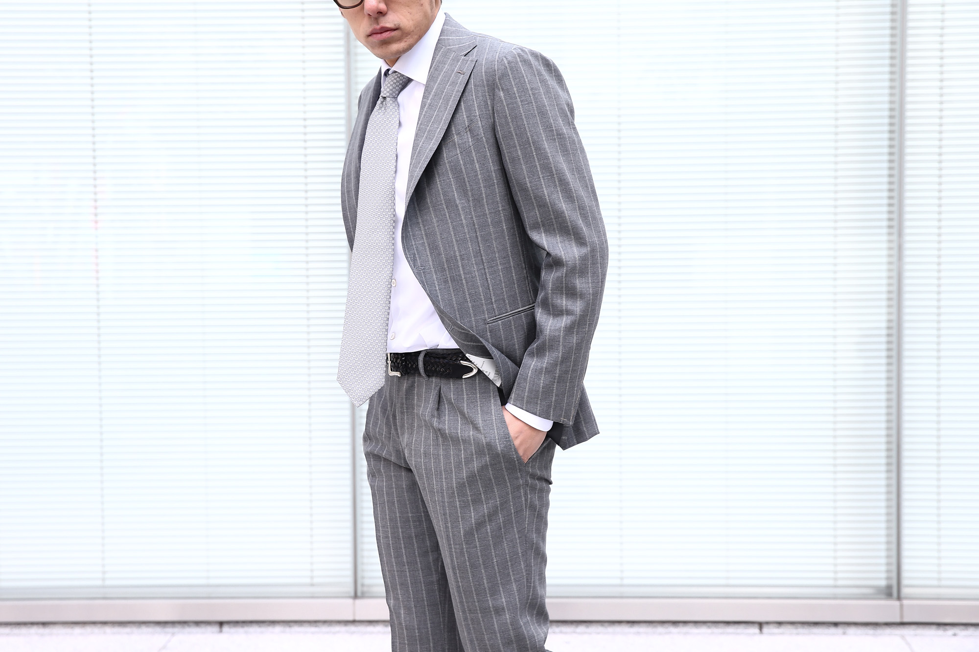  FRANCO BASSI (フランコバッシ) JACQUARD TIE (ジャガードタイ) シルク ジャガード 小紋柄 ネクタイ SILVER (シルバー・4) Made in italy (イタリア製) 2018 春夏新作 francobassi フランコバッシ 愛知 名古屋 Alto e Diritto アルト エ デリット タイ ネクタイ