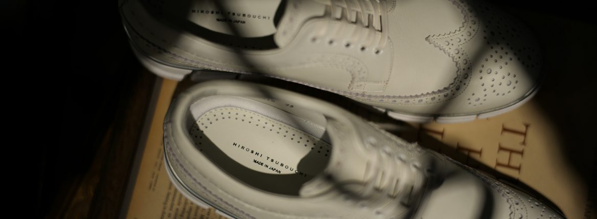 HIROSHI TSUBOUCHI (ヒロシツボウチ) Wingtip Sneakers ウィングチップ スニーカー WHITE (ホワイト・WH) Made in Japan (日本製) 2018 春夏新作 hiroshitsubouchi ツボさん スニーカー 愛知 名古屋 ZODIAC ゾディアック