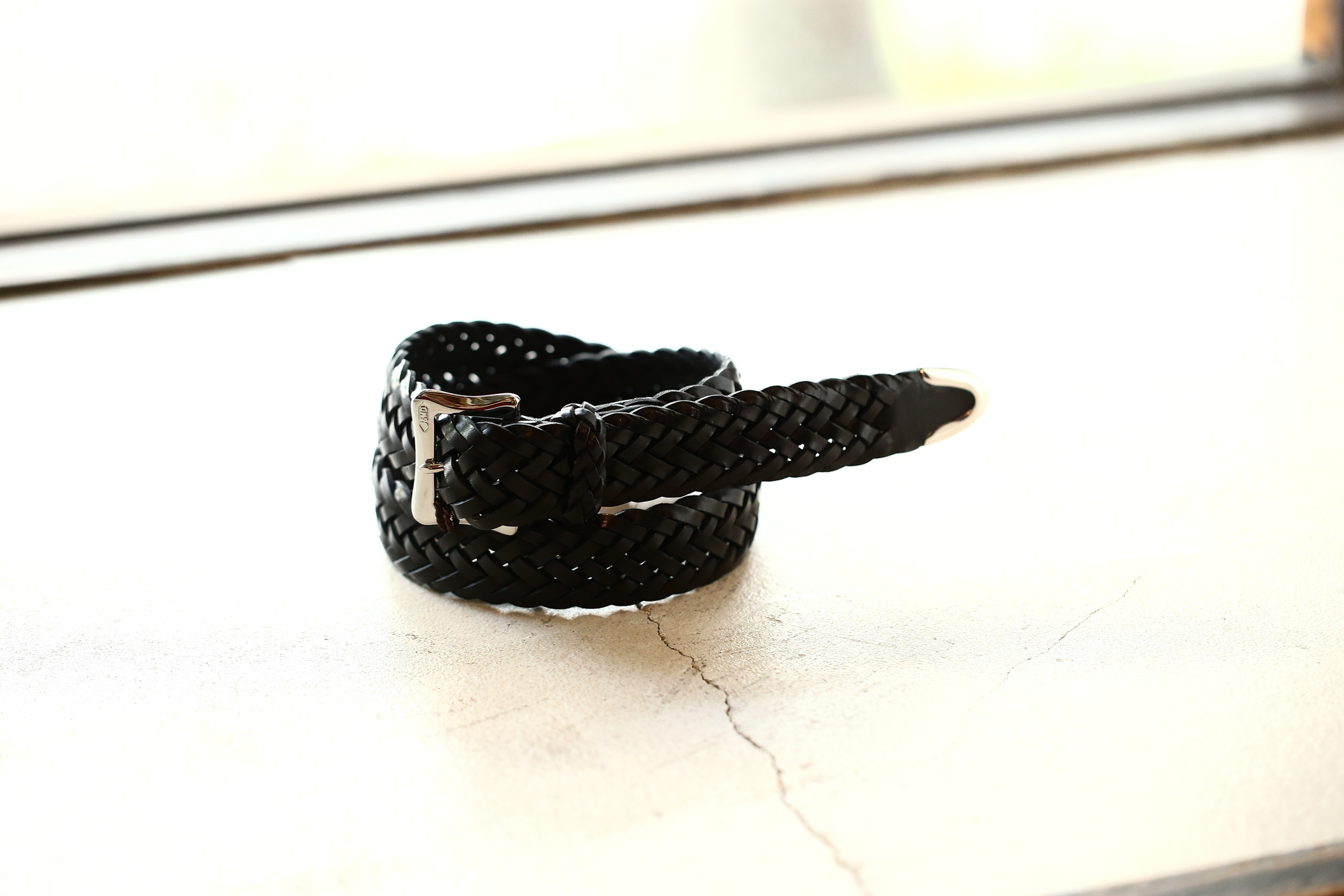 J&M DAVIDSON (ジェイアンドエムデヴィッドソン) ENVELOPE BUCKLE TIP END PLAITED BELT 30MM (エンベロープバックルチップエンドプレーテッドベルト 30mm)  57301 COWHIDE LEATHER (カウハイドレザー) プンターレ メッシュベルト BLACK (ブラック・999) Made in italy (イタリア製) 2018 春夏新作 愛知 名古屋 Alto e Diritto アルト エ デリット jmdavidson ジェイエムデヴィッドソン ベルト メッシュ