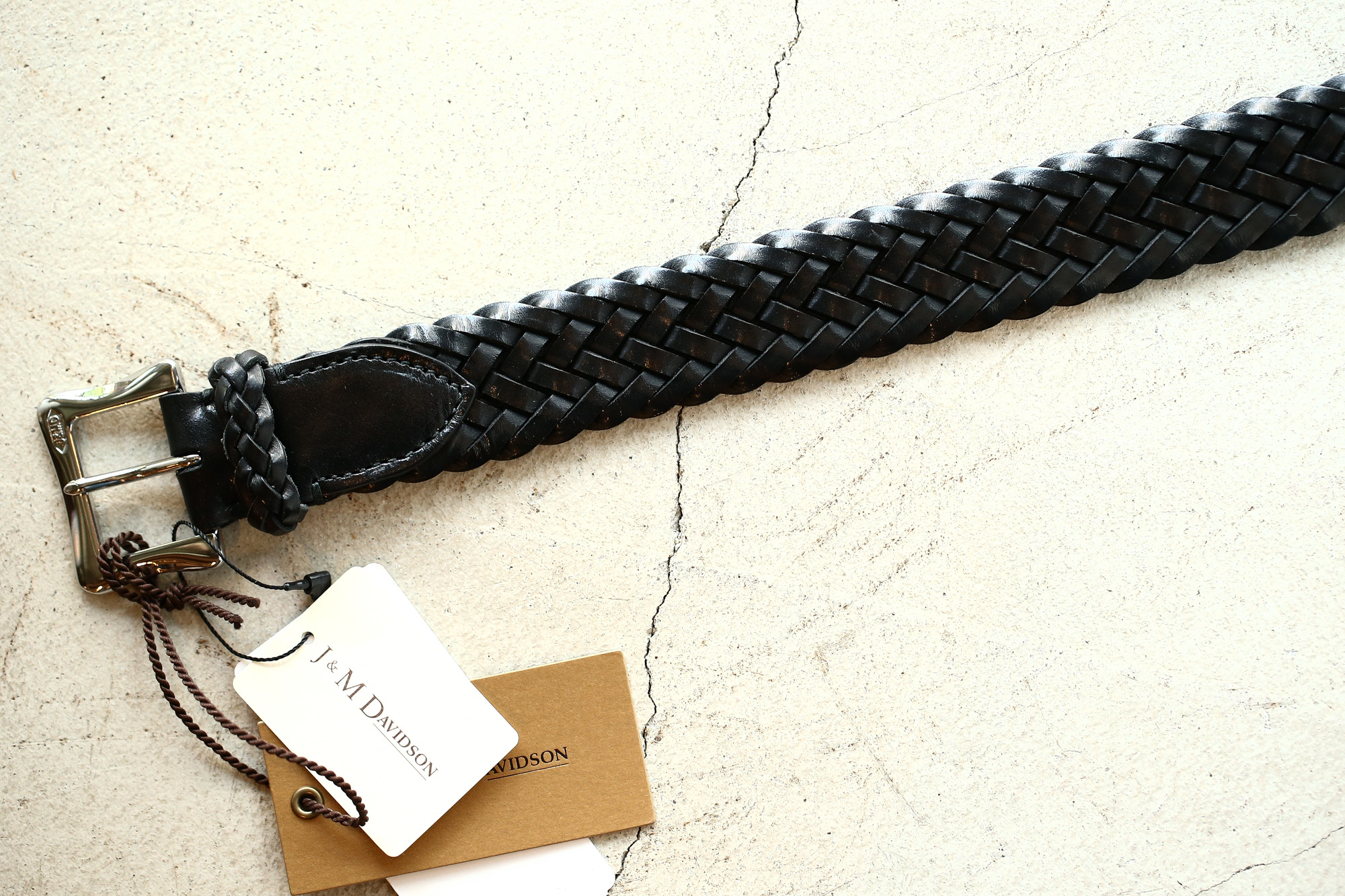 J&M DAVIDSON (ジェイアンドエムデヴィッドソン) ENVELOPE BUCKLE TIP END PLAITED BELT 30MM (エンベロープバックルチップエンドプレーテッドベルト 30mm)  57301 COWHIDE LEATHER (カウハイドレザー) プンターレ メッシュベルト BLACK (ブラック・999) Made in italy (イタリア製) 2018 春夏新作 愛知 名古屋 Alto e Diritto アルト エ デリット jmdavidson ジェイエムデヴィッドソン ベルト メッシュ