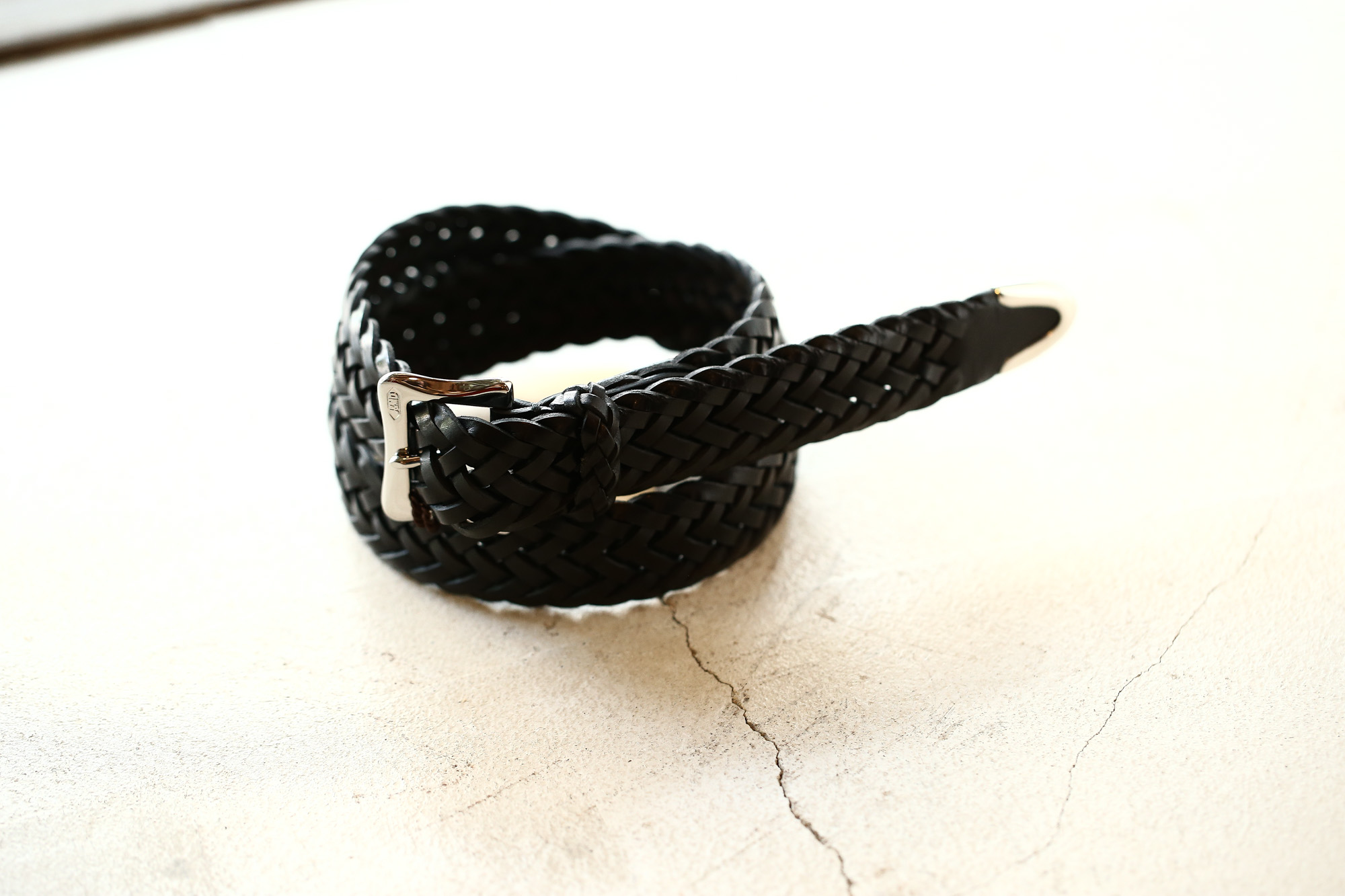 J&M DAVIDSON (ジェイアンドエムデヴィッドソン) ENVELOPE BUCKLE TIP END PLAITED BELT 30MM (エンベロープバックルチップエンドプレーテッドベルト 30mm)  57301 COWHIDE LEATHER (カウハイドレザー) プンターレ メッシュベルト BLACK (ブラック・999) Made in italy (イタリア製) 2018 春夏新作 愛知 名古屋 Alto e Diritto アルト エ デリット jmdavidson ジェイエムデヴィッドソン ベルト メッシュ