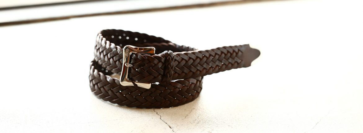 J&M DAVIDSON (ジェイアンドエムデヴィッドソン) ENVELOPE BUCKLE TIP END PLAITED BELT 30MM (エンベロープバックルチップエンドプレーテッドベルト 30mm) 57301 COWHIDE LEATHER (カウハイドレザー) プンターレ メッシュベルト HAVANA (ハバナ・650) Made in italy (イタリア製) 2018 春夏新作 愛知 名古屋 ZODIAC ゾディアック jmdavidson ジェイエムデヴィッドソン ベルト メッシュ