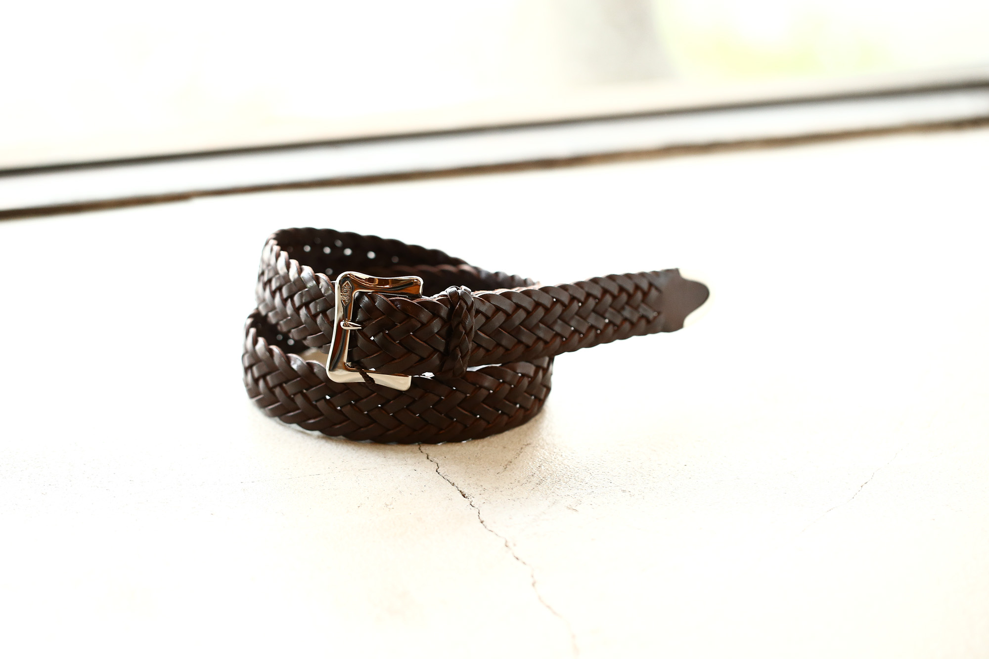 J&M DAVIDSON (ジェイアンドエムデヴィッドソン) ENVELOPE BUCKLE TIP END PLAITED BELT 30MM (エンベロープバックルチップエンドプレーテッドベルト 30mm) 57301 COWHIDE LEATHER (カウハイドレザー) プンターレ メッシュベルト HAVANA (ハバナ・650) Made in italy (イタリア製) 2018 春夏新作 愛知 名古屋 Alto e Diritto アルト エ デリット jmdavidson ジェイエムデヴィッドソン ベルト メッシュ