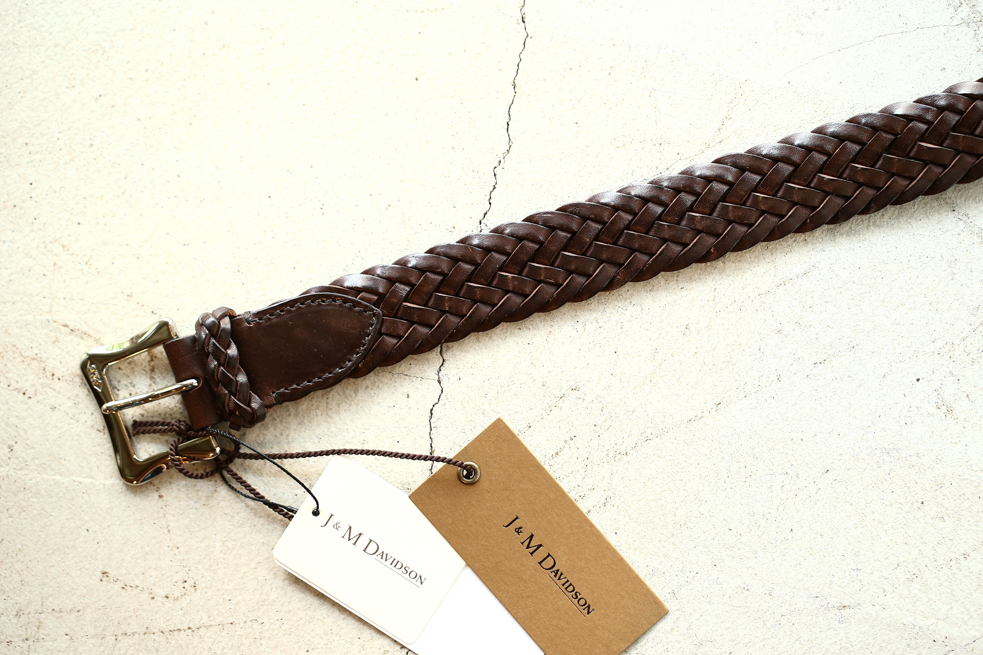 J&M DAVIDSON (ジェイアンドエムデヴィッドソン) ENVELOPE BUCKLE TIP END PLAITED BELT 30MM (エンベロープバックルチップエンドプレーテッドベルト 30mm) 57301 COWHIDE LEATHER (カウハイドレザー) プンターレ メッシュベルト HAVANA (ハバナ・650) Made in italy (イタリア製) 2018 春夏新作 愛知 名古屋 Alto e Diritto アルト エ デリット jmdavidson ジェイエムデヴィッドソン ベルト メッシュ