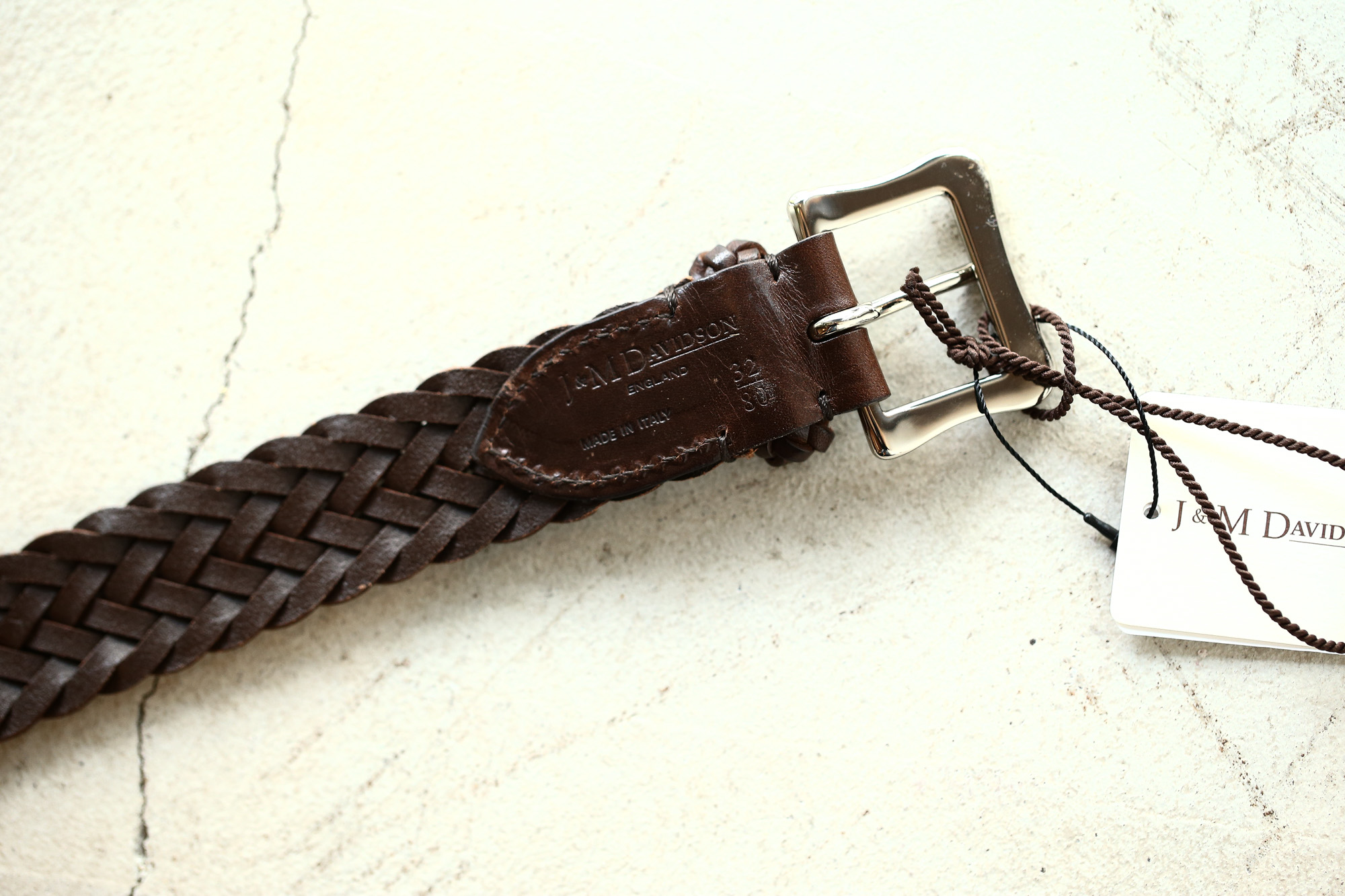 J&M DAVIDSON (ジェイアンドエムデヴィッドソン) ENVELOPE BUCKLE TIP END PLAITED BELT 30MM (エンベロープバックルチップエンドプレーテッドベルト 30mm) 57301 COWHIDE LEATHER (カウハイドレザー) プンターレ メッシュベルト HAVANA (ハバナ・650) Made in italy (イタリア製) 2018 春夏新作 愛知 名古屋 Alto e Diritto アルト エ デリット jmdavidson ジェイエムデヴィッドソン ベルト メッシュ