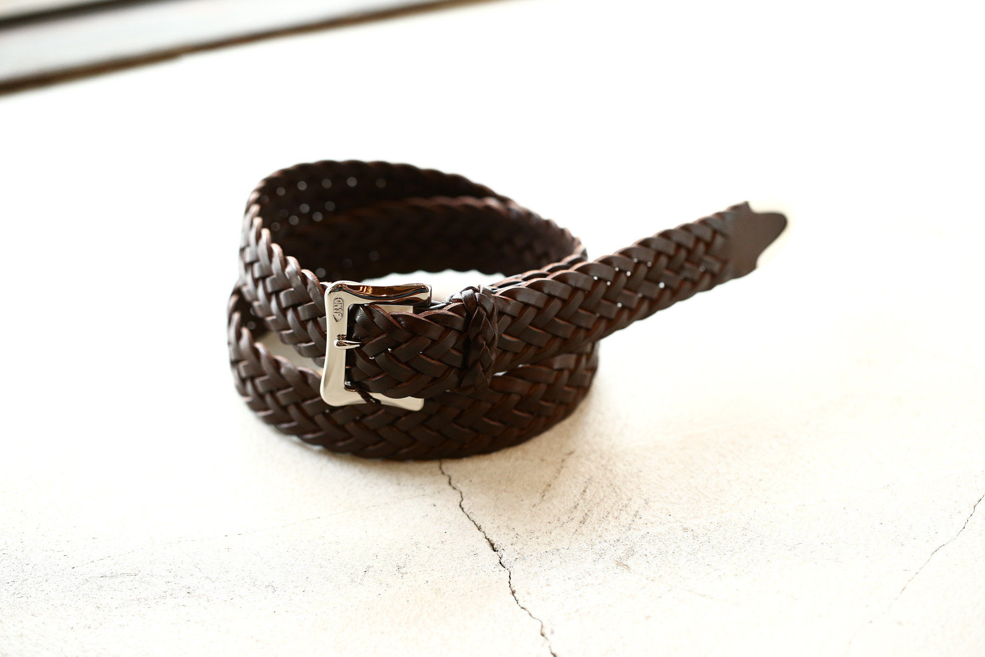 J&M DAVIDSON (ジェイアンドエムデヴィッドソン) ENVELOPE BUCKLE TIP END PLAITED BELT 30MM (エンベロープバックルチップエンドプレーテッドベルト 30mm) 57301 COWHIDE LEATHER (カウハイドレザー) プンターレ メッシュベルト HAVANA (ハバナ・650) Made in italy (イタリア製) 2018 春夏新作 愛知 名古屋 Alto e Diritto アルト エ デリット jmdavidson ジェイエムデヴィッドソン ベルト メッシュ