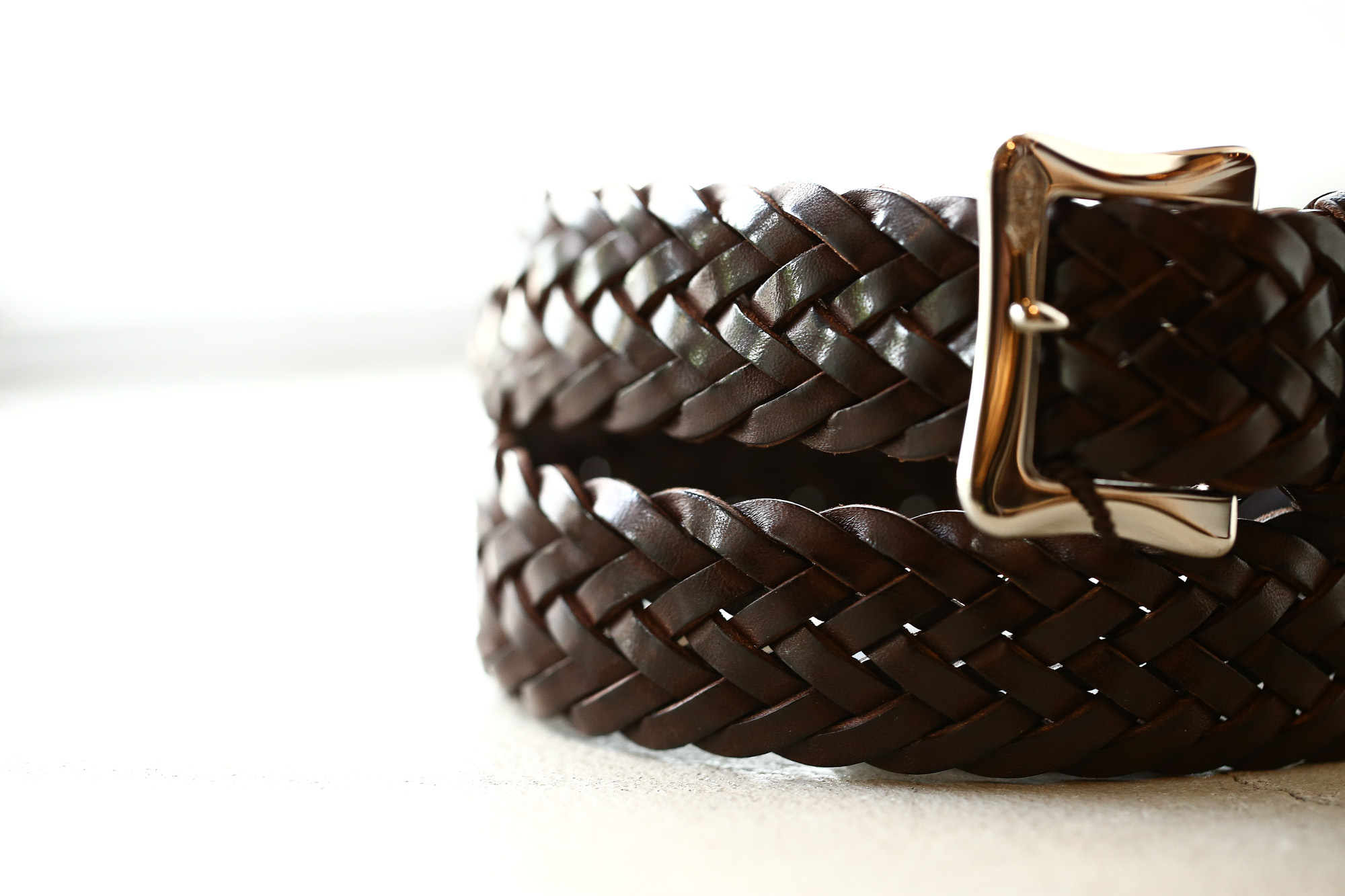 J&M DAVIDSON (ジェイアンドエムデヴィッドソン) ENVELOPE BUCKLE TIP END PLAITED BELT 30MM (エンベロープバックルチップエンドプレーテッドベルト 30mm) 57301 COWHIDE LEATHER (カウハイドレザー) プンターレ メッシュベルト HAVANA (ハバナ・650) Made in italy (イタリア製) 2018 春夏新作 愛知 名古屋 Alto e Diritto アルト エ デリット jmdavidson ジェイエムデヴィッドソン ベルト メッシュ