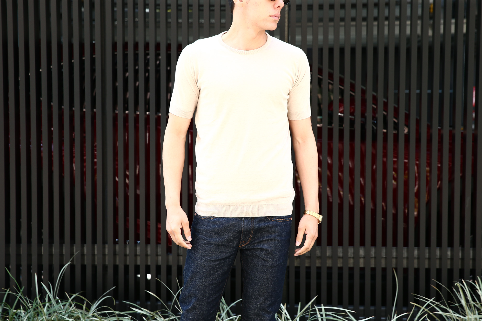 JOHN SMEDLEY (ジョンスメドレー) BELDEN (ベルデン) SEA ISLAND COTTON (シーアイランドコットン) ショートスリーブ コットンニット Tシャツ BRUNEL BEIGE (ブルネルベージュ) Made in England (イギリス製) 2018 春夏新作 johnsmedley スメドレー 愛知 名古屋 Alto e Diritto アルト エ デリット