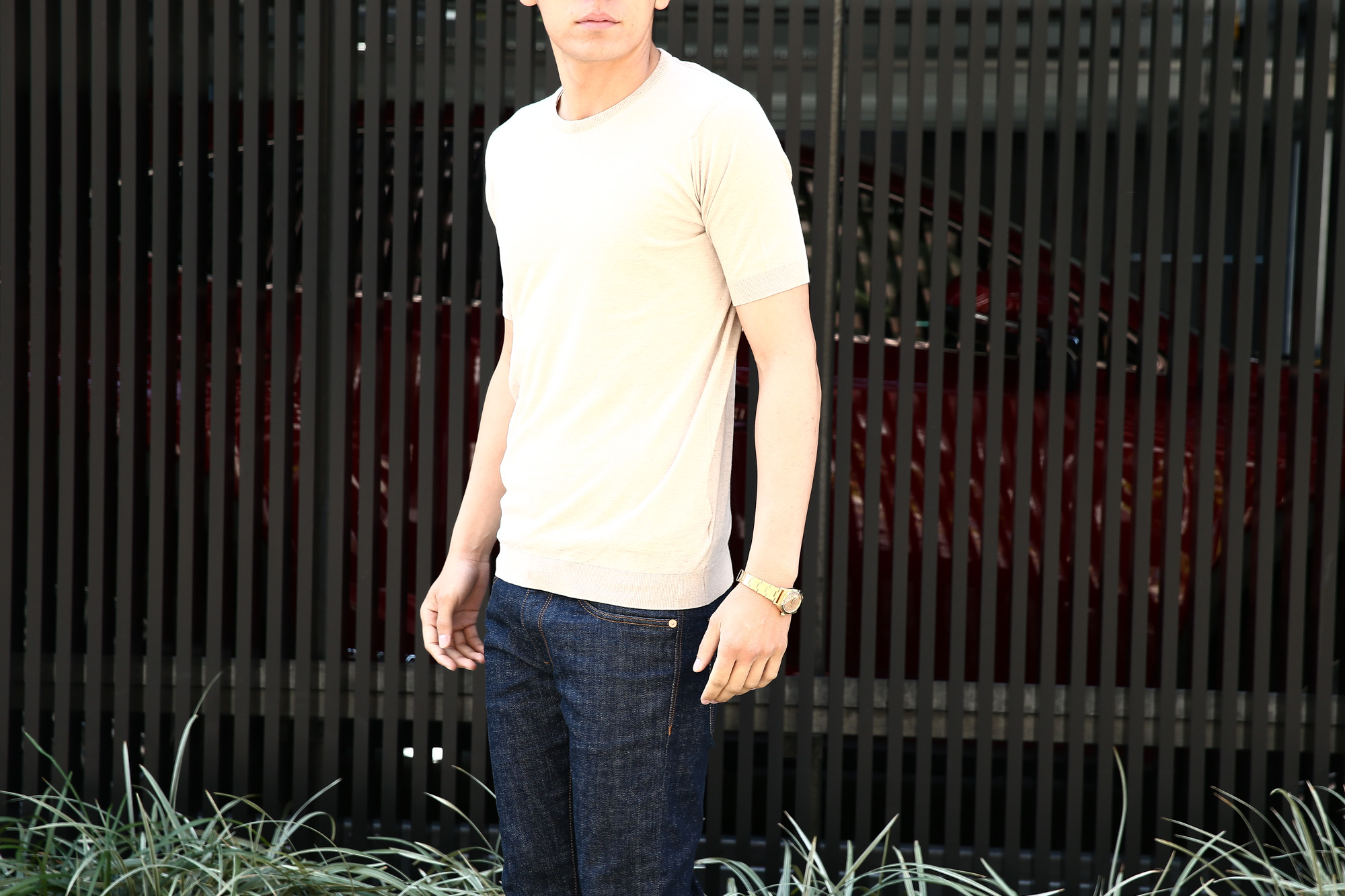 JOHN SMEDLEY (ジョンスメドレー) BELDEN (ベルデン) SEA ISLAND COTTON (シーアイランドコットン) ショートスリーブ コットンニット Tシャツ BRUNEL BEIGE (ブルネルベージュ) Made in England (イギリス製) 2018 春夏新作 johnsmedley スメドレー 愛知 名古屋 Alto e Diritto アルト エ デリット