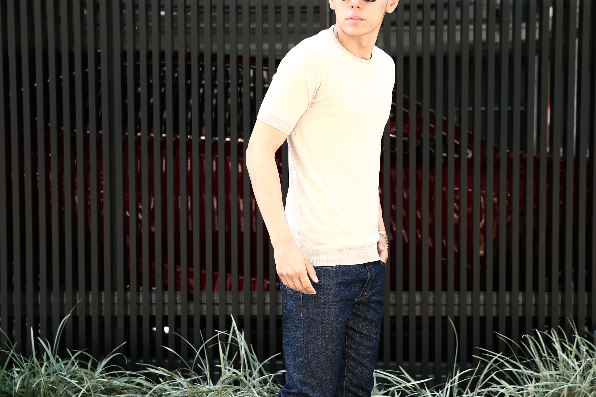 JOHN SMEDLEY (ジョンスメドレー) BELDEN (ベルデン) SEA ISLAND COTTON (シーアイランドコットン) ショートスリーブ コットンニット Tシャツ BRUNEL BEIGE (ブルネルベージュ) Made in England (イギリス製) 2018 春夏新作 johnsmedley スメドレー 愛知 名古屋 Alto e Diritto アルト エ デリット