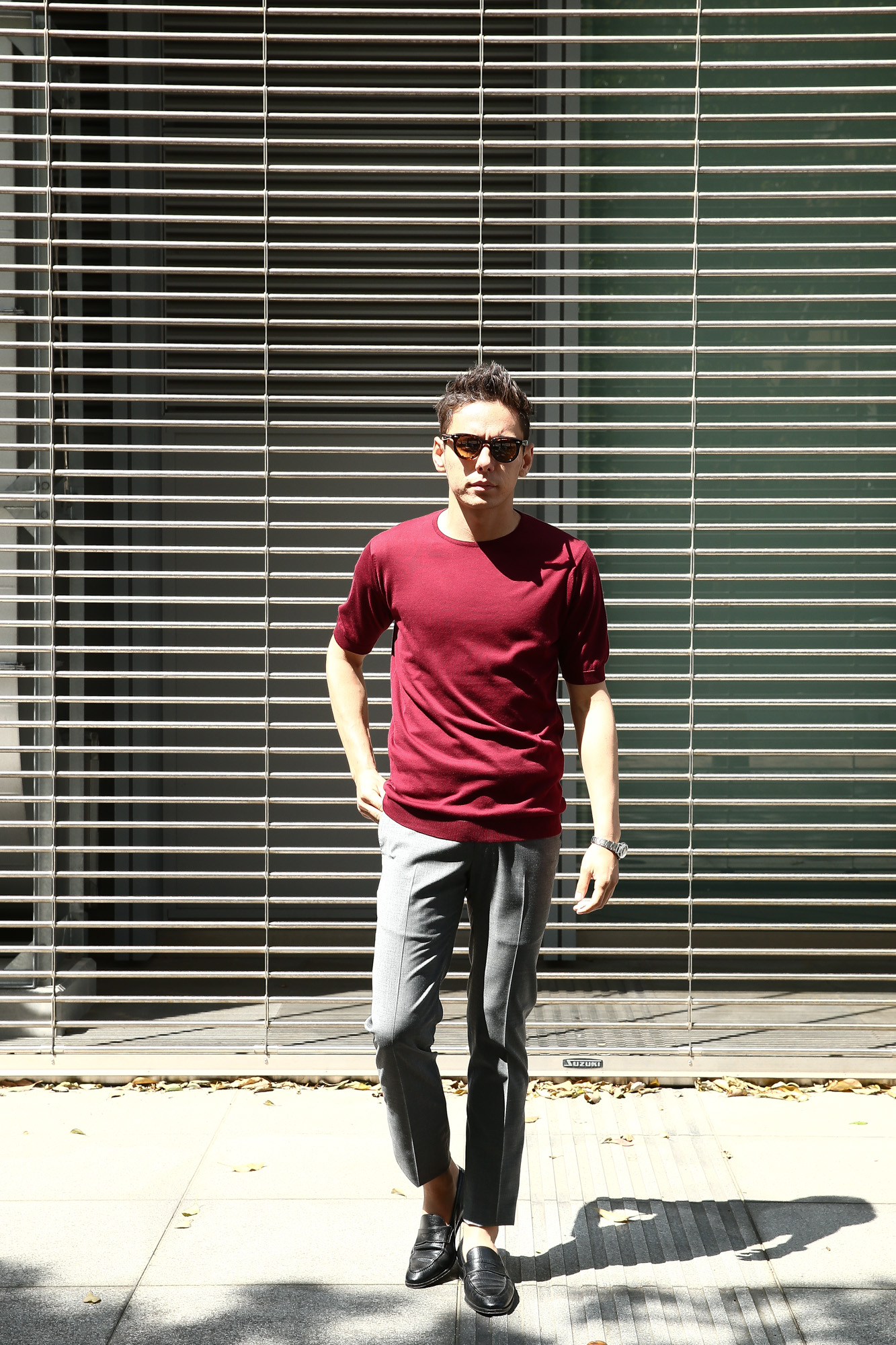 JOHN SMEDLEY (ジョンスメドレー) BELDEN (ベルデン) SEA ISLAND COTTON (シーアイランドコットン) ショートスリーブ コットンニット Tシャツ BURGUNDY GRAIN (バーガンディグレイン) Made in England (イギリス製) 2018 春夏新作 johnsmedley スメドレー 愛知 名古屋 Alto e Diritto アルト エ デリット