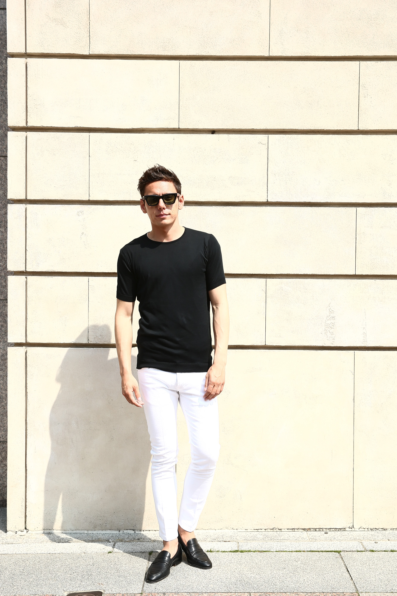 JOHN SMEDLEY (ジョンスメドレー) BELDEN (ベルデン) SEA ISLAND COTTON (シーアイランドコットン) ショートスリーブ コットンニット Tシャツ BLACK (ブラック) Made in England (イギリス製) 2018 春夏新作 johnsmedley スメドレー 愛知 名古屋 Alto e Diritto アルト エ デリット ニットTEE 