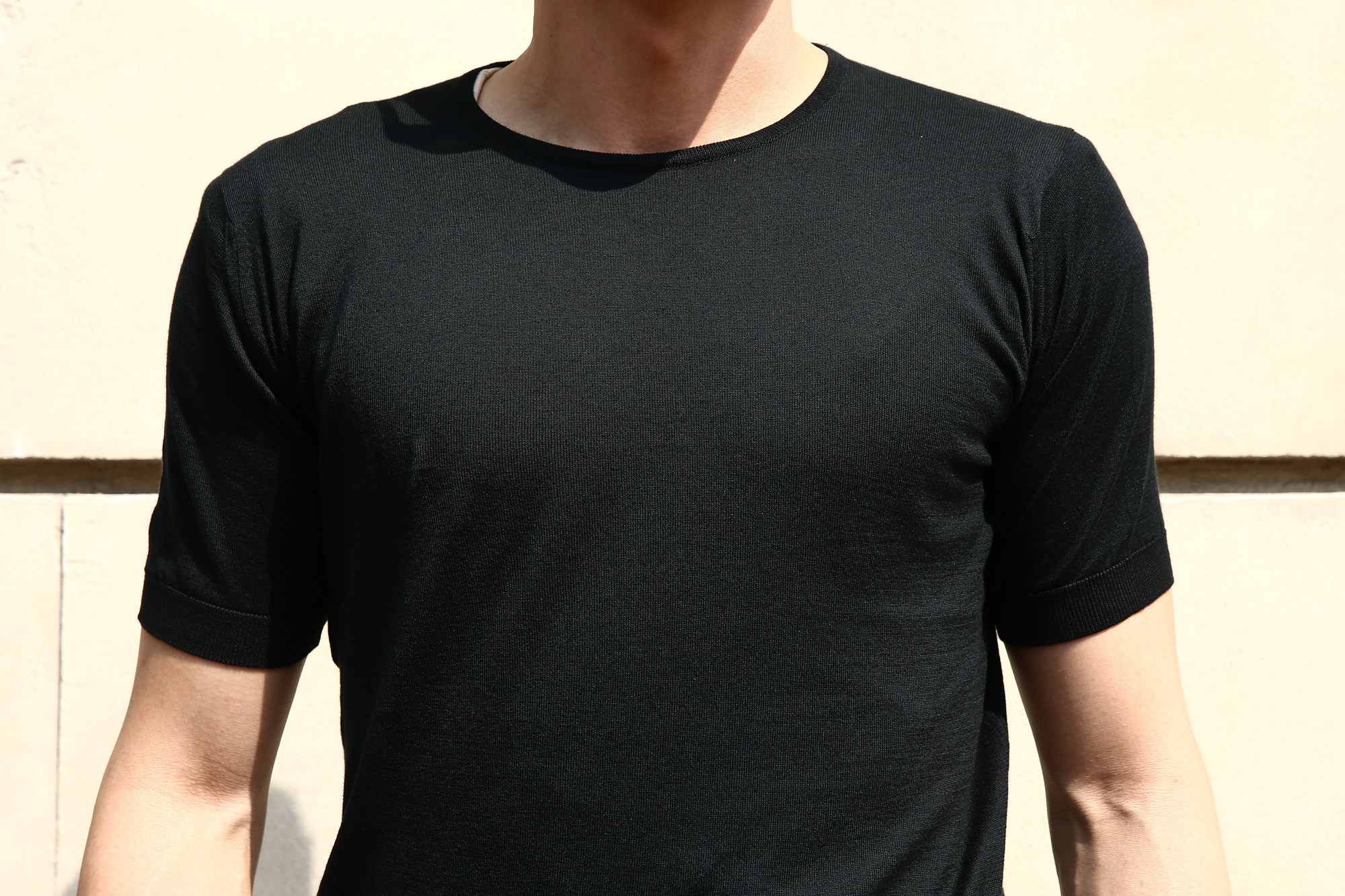 JOHN SMEDLEY (ジョンスメドレー) BELDEN (ベルデン) SEA ISLAND COTTON (シーアイランドコットン) ショートスリーブ コットンニット Tシャツ BLACK (ブラック) Made in England (イギリス製) 2018 春夏新作 johnsmedley スメドレー 愛知 名古屋 Alto e Diritto アルト エ デリット ニットTEE 