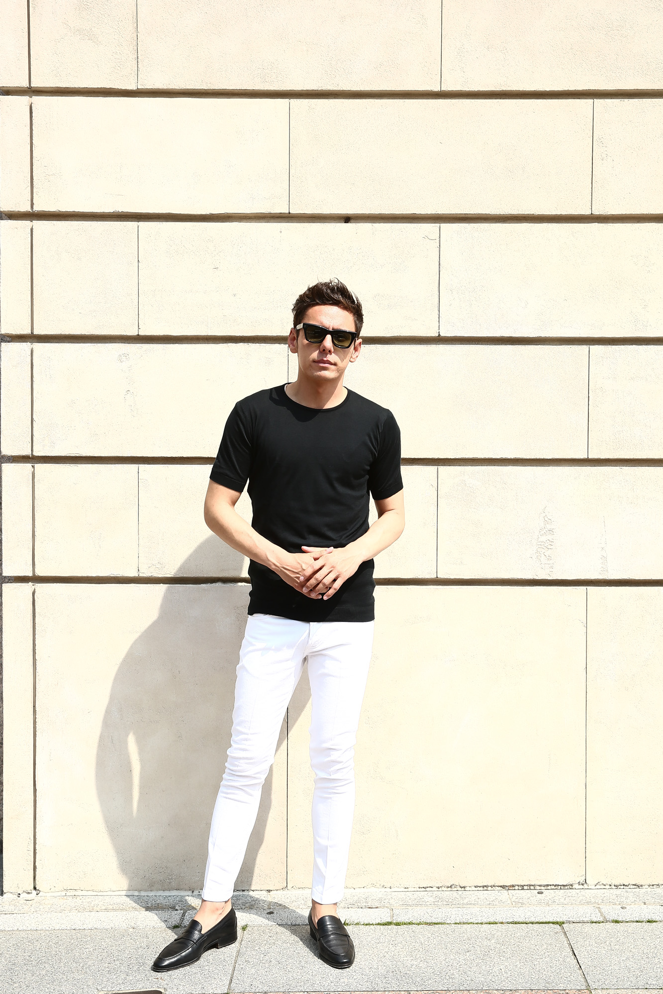 JOHN SMEDLEY (ジョンスメドレー) BELDEN (ベルデン) SEA ISLAND COTTON (シーアイランドコットン) ショートスリーブ コットンニット Tシャツ BLACK (ブラック) Made in England (イギリス製) 2018 春夏新作 johnsmedley スメドレー 愛知 名古屋 Alto e Diritto アルト エ デリット ニットTEE 