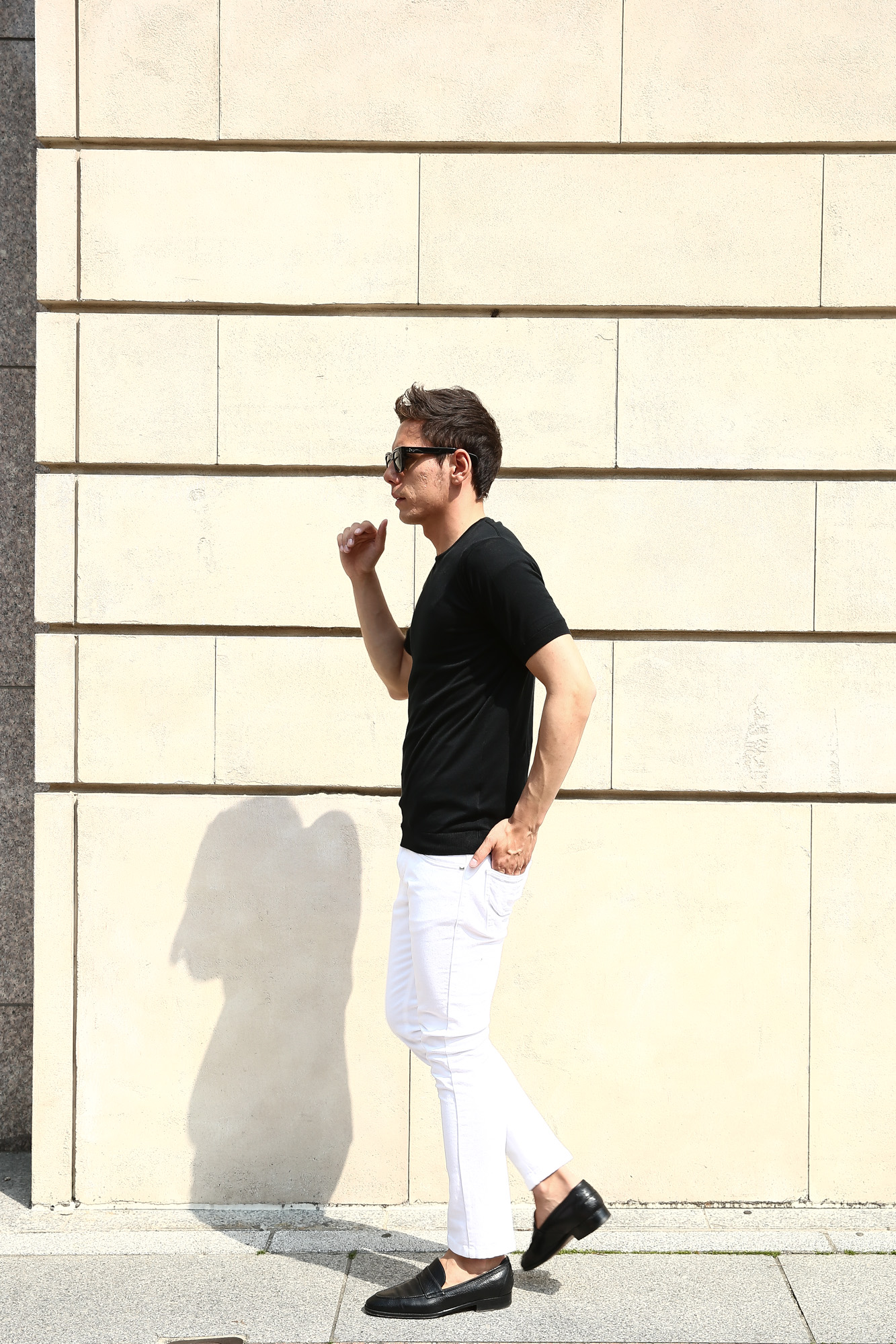 JOHN SMEDLEY (ジョンスメドレー) BELDEN (ベルデン) SEA ISLAND COTTON (シーアイランドコットン) ショートスリーブ コットンニット Tシャツ BLACK (ブラック) Made in England (イギリス製) 2018 春夏新作 johnsmedley スメドレー 愛知 名古屋 Alto e Diritto アルト エ デリット ニットTEE 