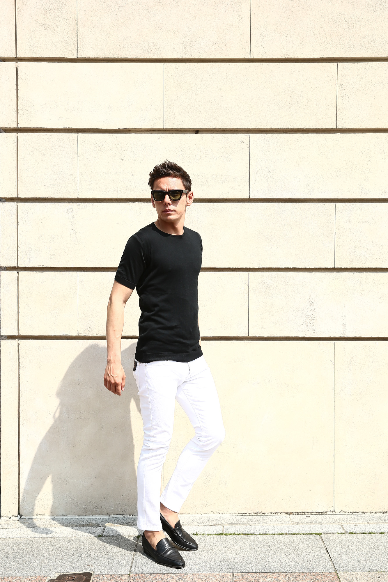 JOHN SMEDLEY (ジョンスメドレー) BELDEN (ベルデン) SEA ISLAND COTTON (シーアイランドコットン) ショートスリーブ コットンニット Tシャツ BLACK (ブラック) Made in England (イギリス製) 2018 春夏新作 johnsmedley スメドレー 愛知 名古屋 Alto e Diritto アルト エ デリット ニットTEE 