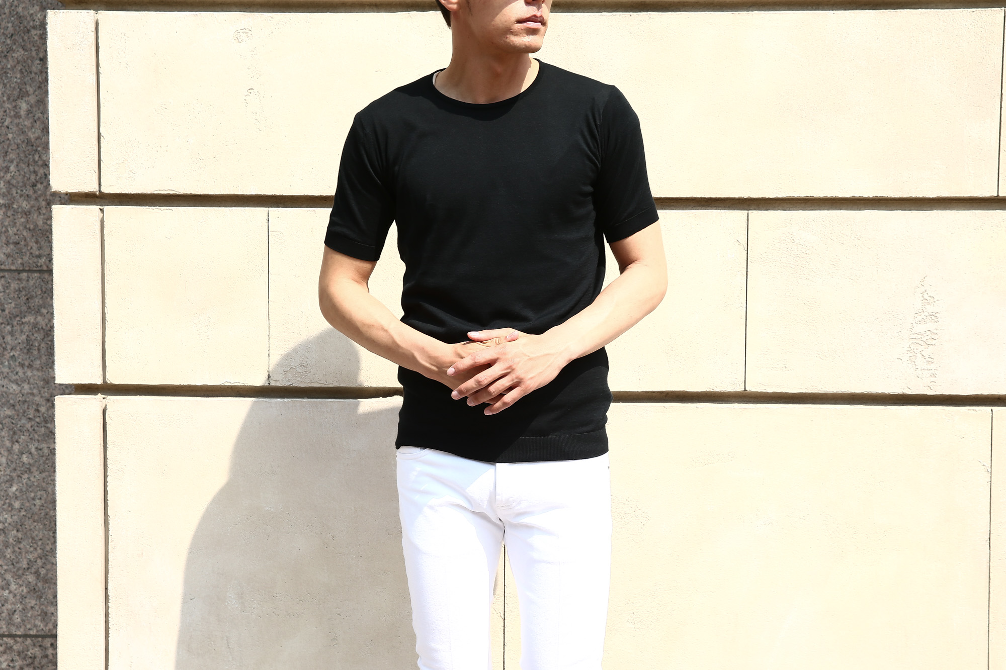 JOHN SMEDLEY (ジョンスメドレー) BELDEN (ベルデン) SEA ISLAND COTTON (シーアイランドコットン) ショートスリーブ コットンニット Tシャツ BLACK (ブラック) Made in England (イギリス製) 2018 春夏新作 johnsmedley スメドレー 愛知 名古屋 Alto e Diritto アルト エ デリット ニットTEE 