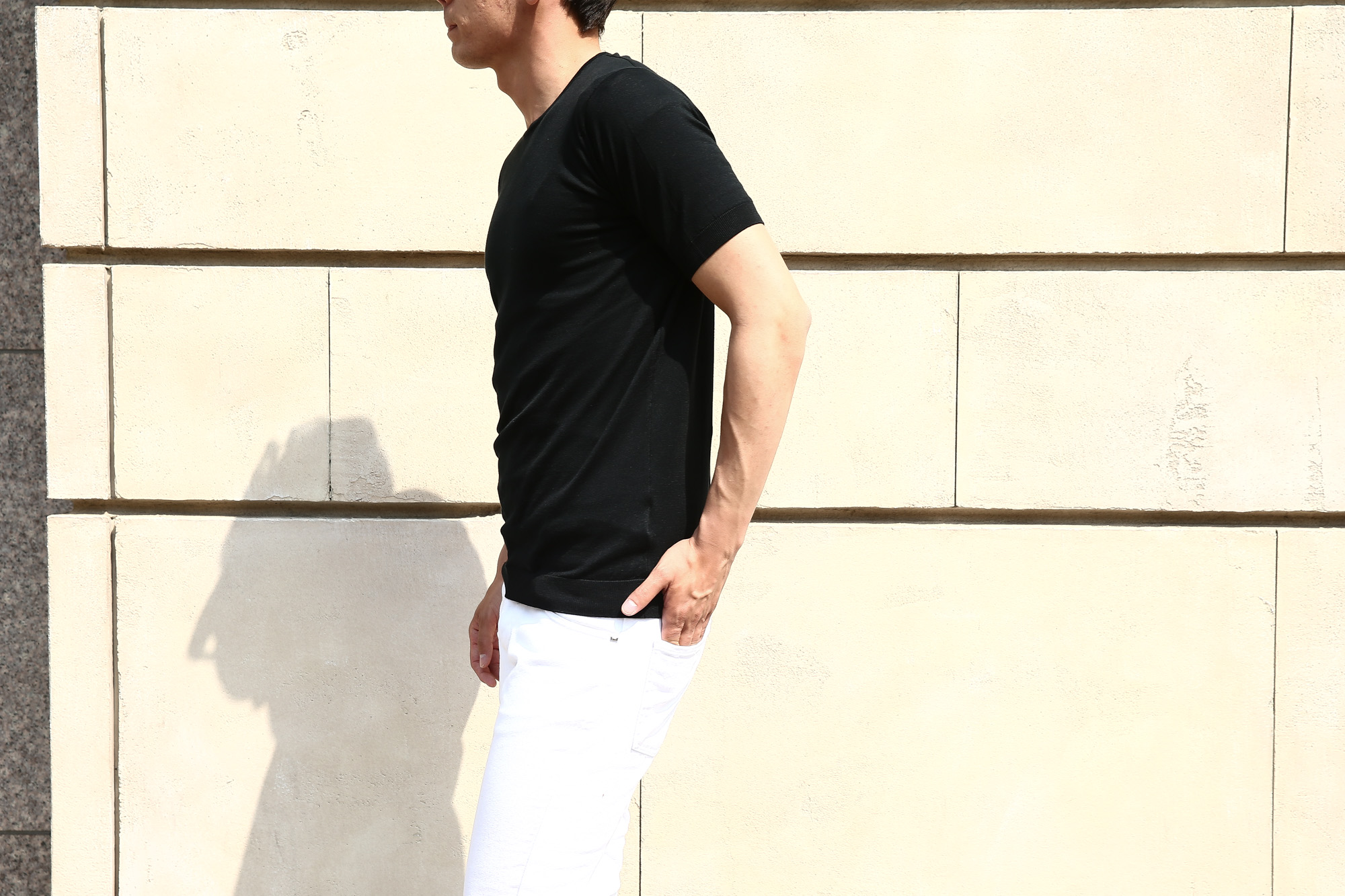 JOHN SMEDLEY (ジョンスメドレー) BELDEN (ベルデン) SEA ISLAND COTTON (シーアイランドコットン) ショートスリーブ コットンニット Tシャツ BLACK (ブラック) Made in England (イギリス製) 2018 春夏新作 johnsmedley スメドレー 愛知 名古屋 Alto e Diritto アルト エ デリット ニットTEE 