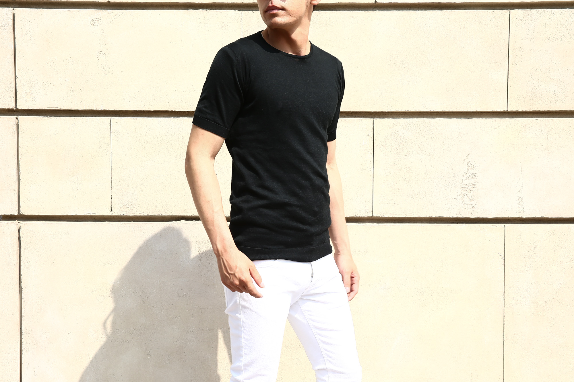 JOHN SMEDLEY (ジョンスメドレー) BELDEN (ベルデン) SEA ISLAND COTTON (シーアイランドコットン) ショートスリーブ コットンニット Tシャツ BLACK (ブラック) Made in England (イギリス製) 2018 春夏新作 johnsmedley スメドレー 愛知 名古屋 Alto e Diritto アルト エ デリット ニットTEE 