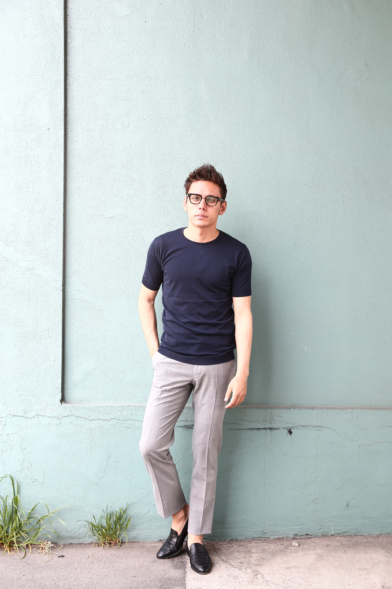 JOHN SMEDLEY (ジョンスメドレー) BELDEN (ベルデン) SEA ISLAND COTTON (シーアイランドコットン) ショートスリーブ コットンニット Tシャツ NAVY (ネイビー) Made in England (イギリス製) 2018 春夏新作 johnsmedley スメドレー 愛知 名古屋 Alto e Diritto アルト エ デリット