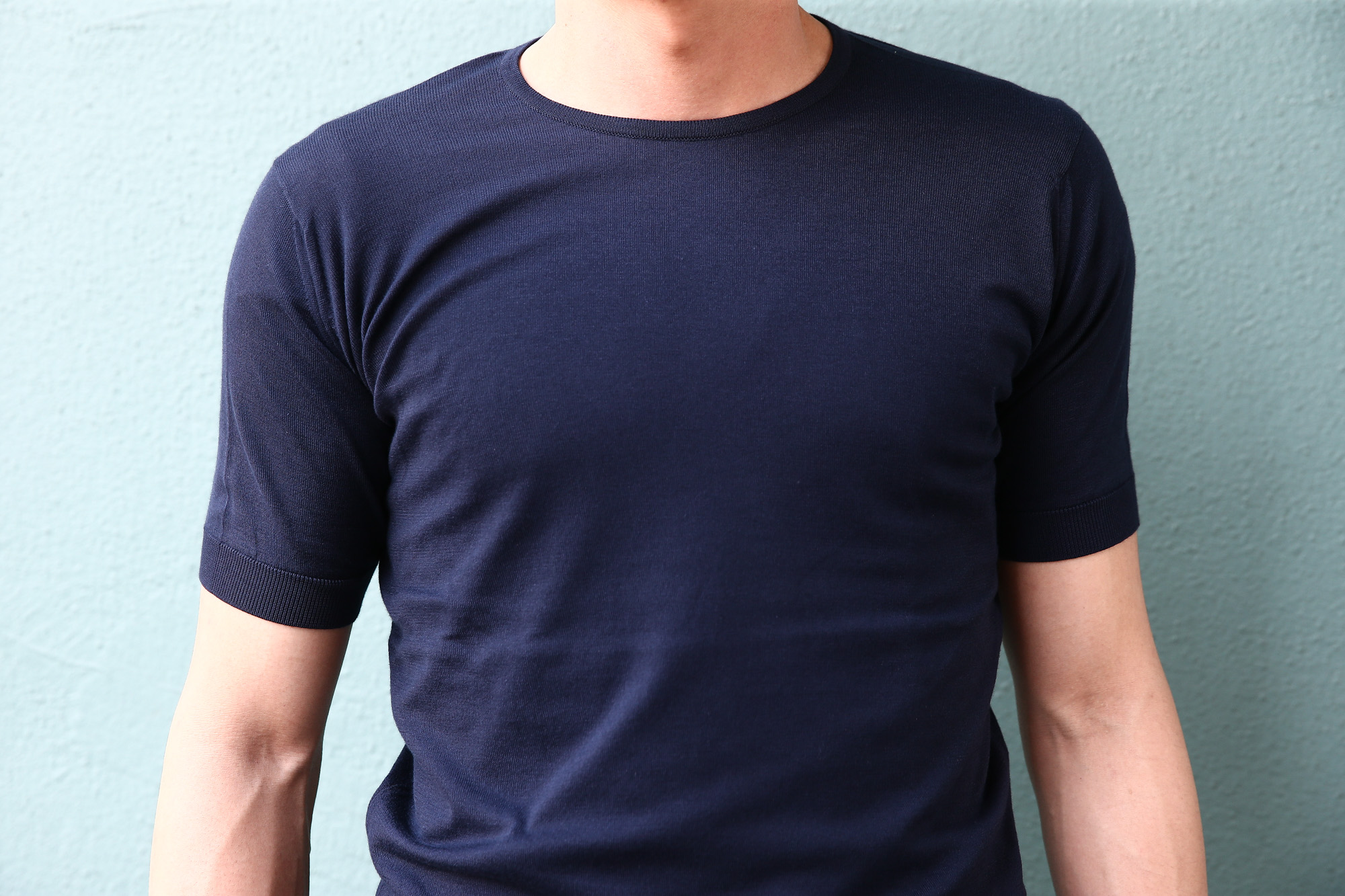 JOHN SMEDLEY (ジョンスメドレー) BELDEN (ベルデン) SEA ISLAND COTTON (シーアイランドコットン) ショートスリーブ コットンニット Tシャツ NAVY (ネイビー) Made in England (イギリス製) 2018 春夏新作 johnsmedley スメドレー 愛知 名古屋 Alto e Diritto アルト エ デリット