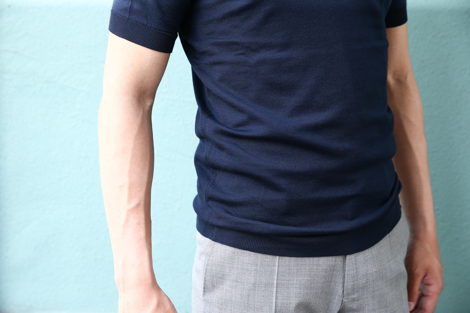 JOHN SMEDLEY (ジョンスメドレー) BELDEN (ベルデン) SEA ISLAND COTTON (シーアイランドコットン) ショートスリーブ コットンニット Tシャツ NAVY (ネイビー) Made in England (イギリス製) 2018 春夏新作 johnsmedley スメドレー 愛知 名古屋 Alto e Diritto アルト エ デリット