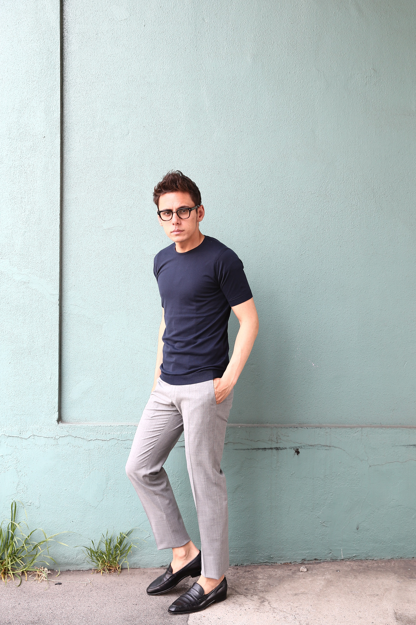 JOHN SMEDLEY (ジョンスメドレー) BELDEN (ベルデン) SEA ISLAND COTTON (シーアイランドコットン) ショートスリーブ コットンニット Tシャツ NAVY (ネイビー) Made in England (イギリス製) 2018 春夏新作 johnsmedley スメドレー 愛知 名古屋 Alto e Diritto アルト エ デリット