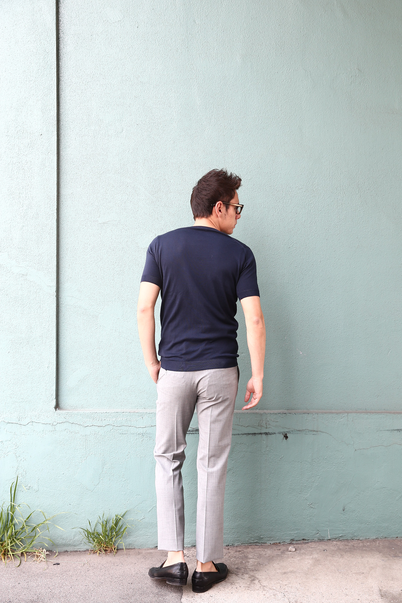 JOHN SMEDLEY (ジョンスメドレー) BELDEN (ベルデン) SEA ISLAND COTTON (シーアイランドコットン) ショートスリーブ コットンニット Tシャツ NAVY (ネイビー) Made in England (イギリス製) 2018 春夏新作 johnsmedley スメドレー 愛知 名古屋 Alto e Diritto アルト エ デリット