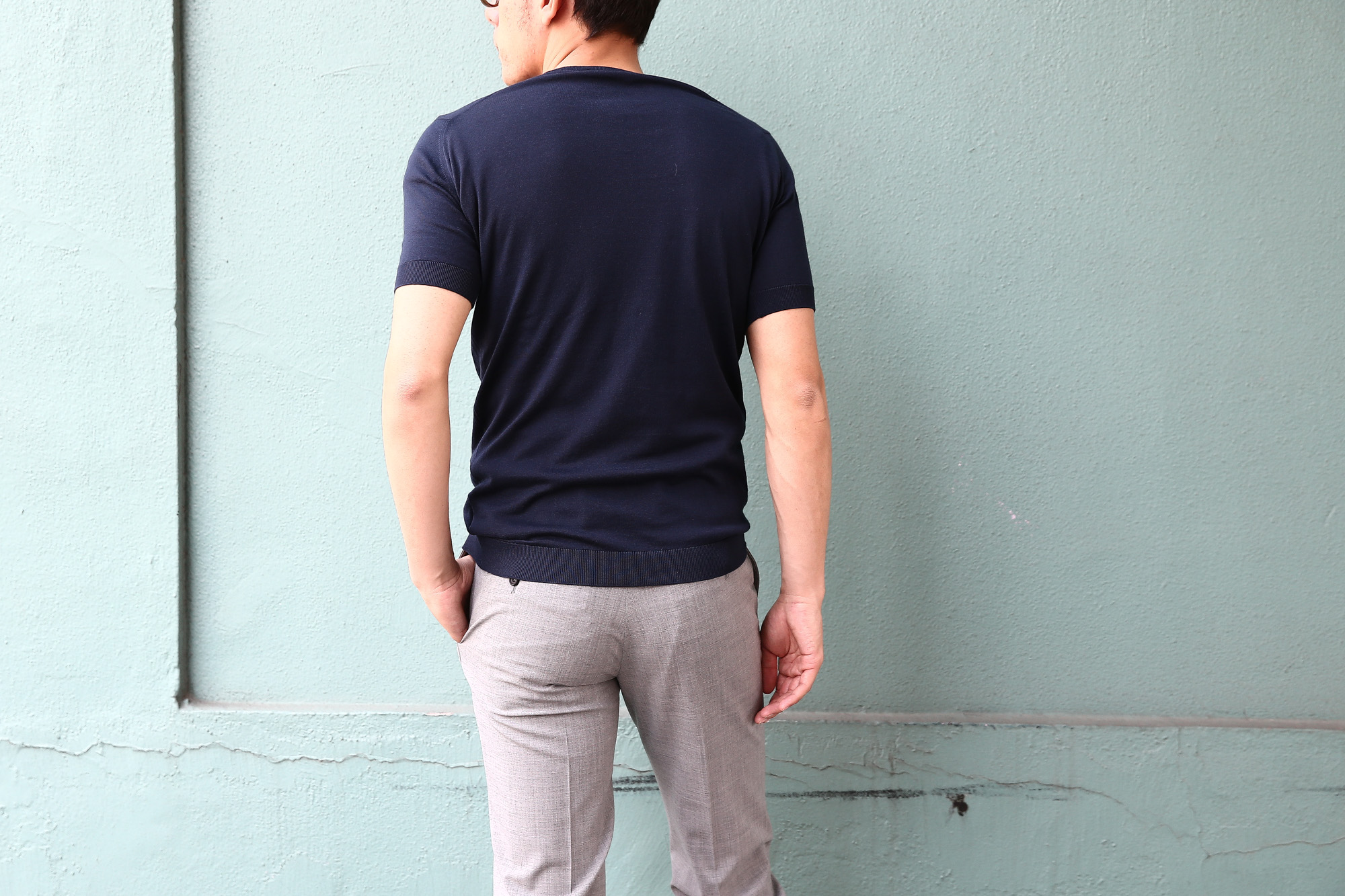 JOHN SMEDLEY (ジョンスメドレー) BELDEN (ベルデン) SEA ISLAND COTTON (シーアイランドコットン) ショートスリーブ コットンニット Tシャツ NAVY (ネイビー) Made in England (イギリス製) 2018 春夏新作 johnsmedley スメドレー 愛知 名古屋 Alto e Diritto アルト エ デリット