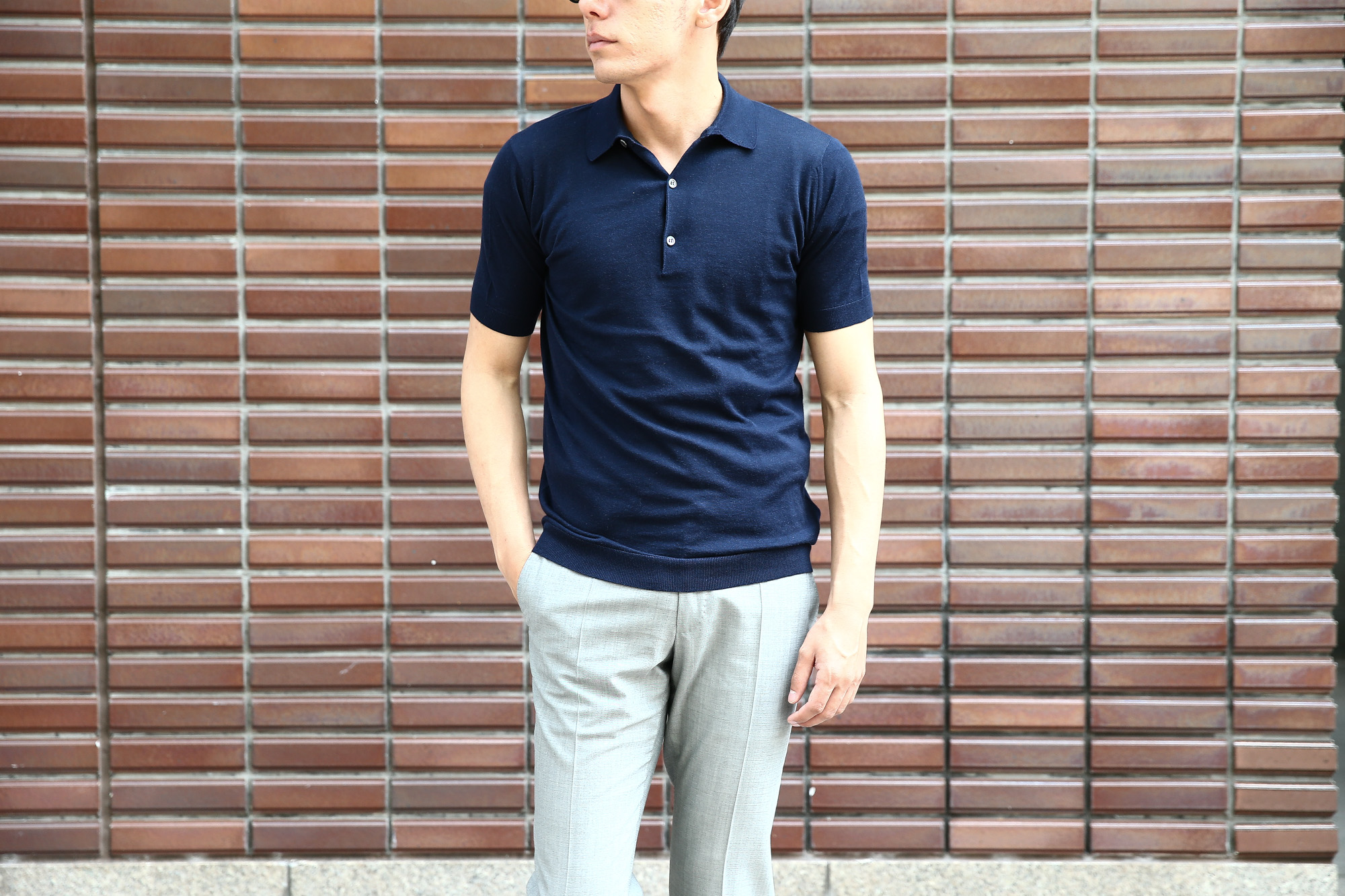 JOHN SMEDLEY (ジョンスメドレー) IMPERIAL KASHMIR (カシミアシリーズ) HADDON (ハードン) CASHMERE × SEA ISLAND COTTON (カシミア × シーアイランドコットン) ショートスリーブ コットンカシミヤニット ポロシャツ NAVY (ネイビー) Made in England (イギリス製) 2018 春夏新作 johnsmedley カシミア カシミヤ 愛知 名古屋 Alto e Diritto アルト エ デリット