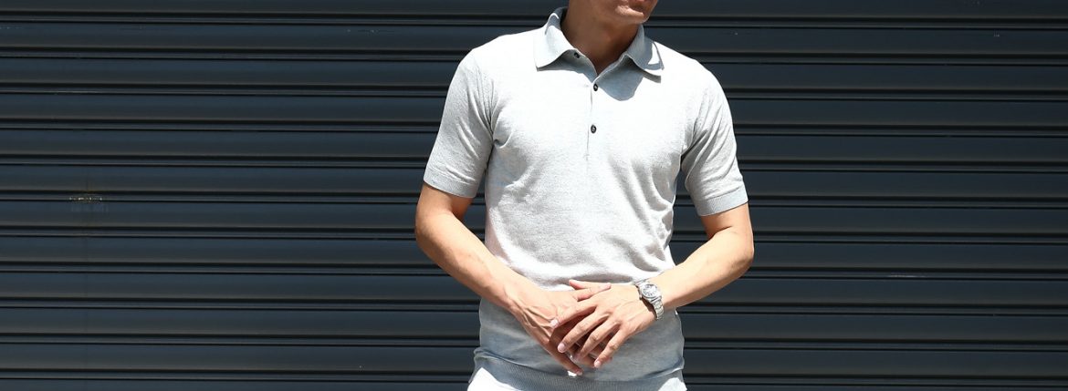 JOHN SMEDLEY (ジョンスメドレー) IMPERIAL KASHMIR (カシミアシリーズ) HADDON (ハードン) CASHMERE × SEA ISLAND COTTON (カシミア × シーアイランドコットン) ショートスリーブ コットンカシミヤニット ポロシャツ SILVER (シルバー) Made in England (イギリス製) 2018 春夏新作 johnsmedley スメドレー 愛知 名古屋 ZODIAC ゾディアック