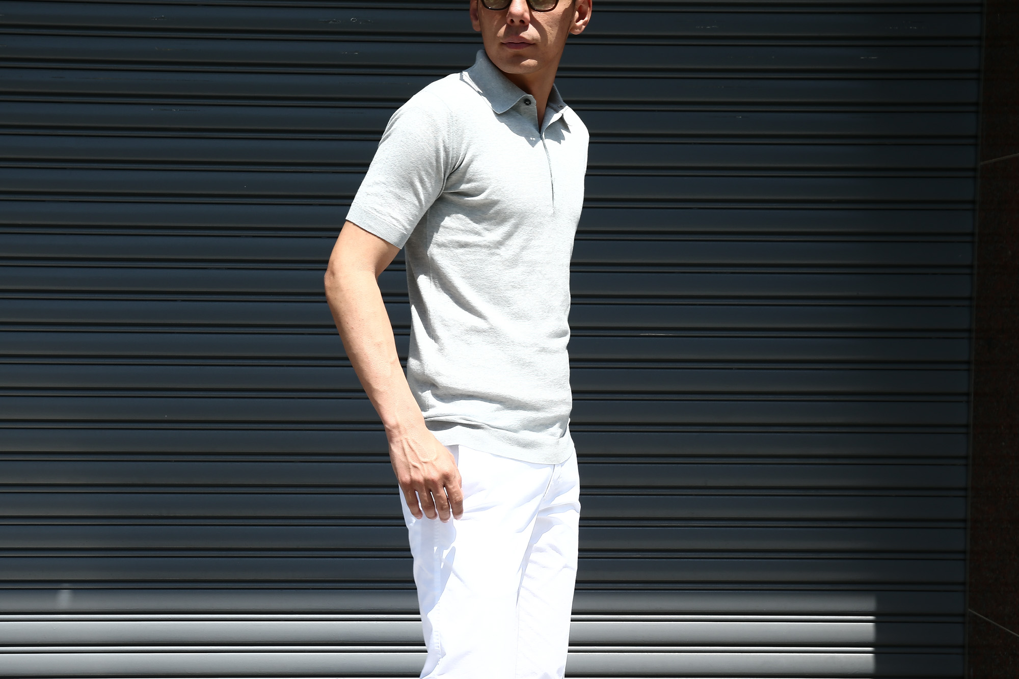 JOHN SMEDLEY (ジョンスメドレー) IMPERIAL KASHMIR (カシミアシリーズ) HADDON (ハードン) CASHMERE × SEA ISLAND COTTON (カシミア × シーアイランドコットン) ショートスリーブ コットンカシミヤニット ポロシャツ SILVER (シルバー) Made in England (イギリス製) 2018 春夏新作 johnsmedley スメドレー 愛知 名古屋 Alto e Diritto アルト エ デリット