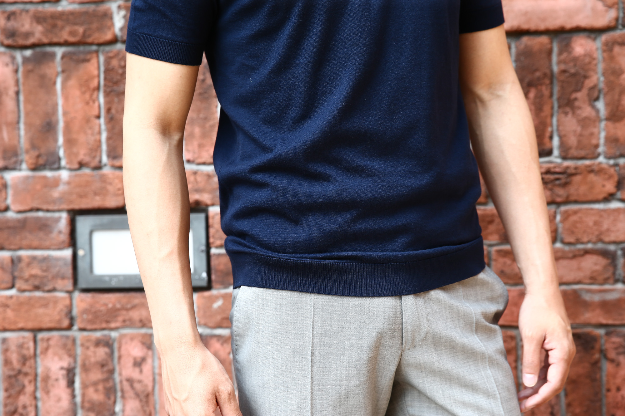 JOHN SMEDLEY (ジョンスメドレー) IMPERIAL KASHMIR (カシミアシリーズ) STONWELL (ストンウェル) CASHMERE × SEA ISLAND COTTON (カシミア × シーアイランドコットン) ショートスリーブ コットンカシミヤニット Tシャツ NAVY (ネイビー) Made in England (イギリス製) 2018 春夏新作 johnsmedley カシミア カシミヤ 愛知 名古屋 Alto e Diritto アルト エ デリット