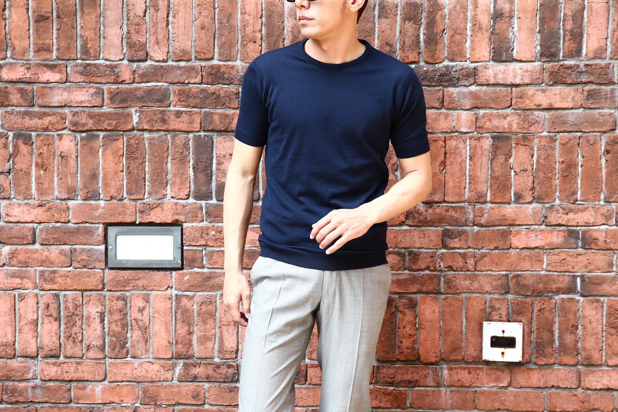 JOHN SMEDLEY (ジョンスメドレー) IMPERIAL KASHMIR (カシミアシリーズ) STONWELL (ストンウェル) CASHMERE × SEA ISLAND COTTON (カシミア × シーアイランドコットン) ショートスリーブ コットンカシミヤニット Tシャツ NAVY (ネイビー) Made in England (イギリス製) 2018 春夏新作 johnsmedley カシミア カシミヤ 愛知 名古屋 Alto e Diritto アルト エ デリット