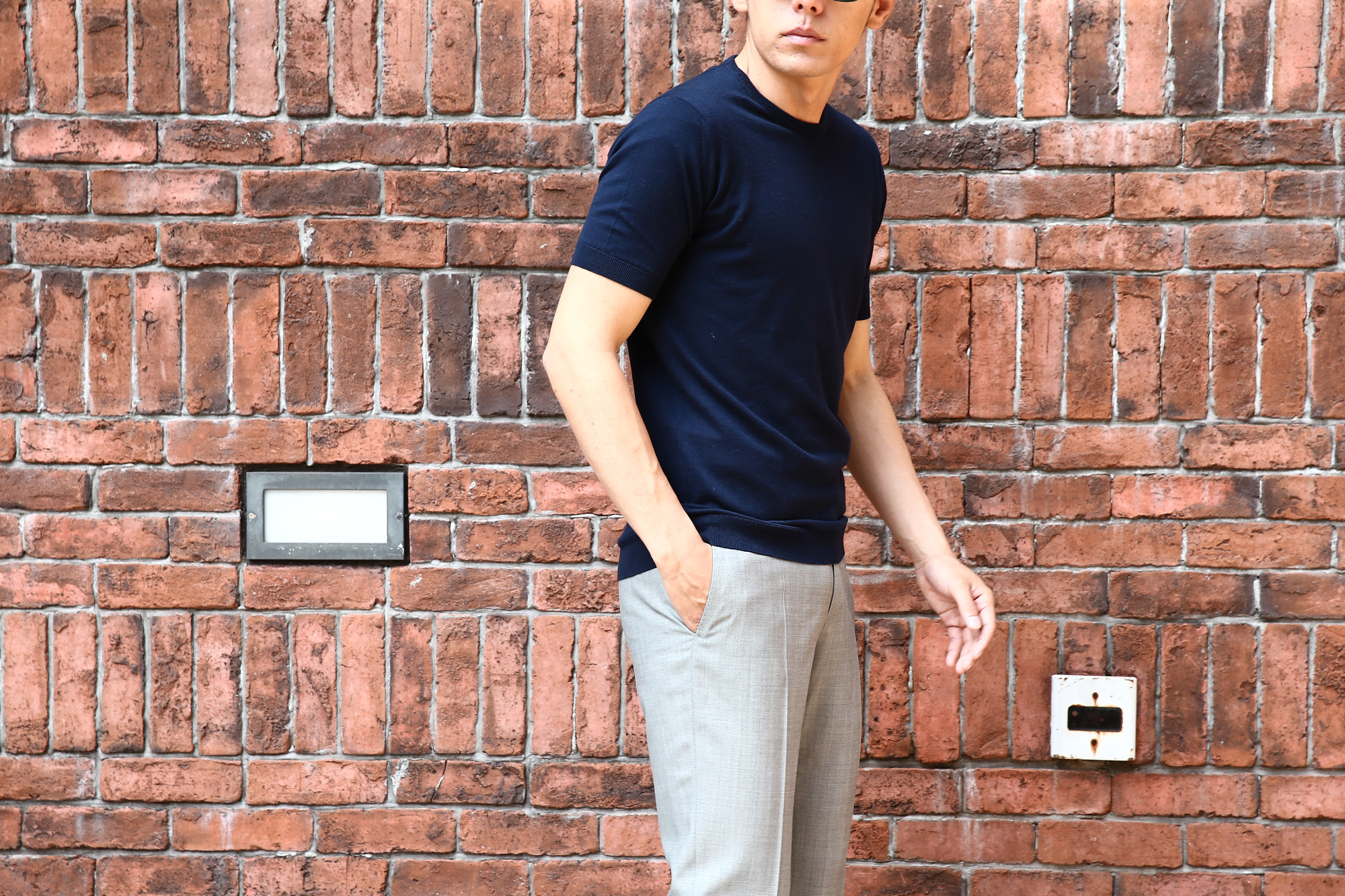 JOHN SMEDLEY (ジョンスメドレー) IMPERIAL KASHMIR (カシミアシリーズ) STONWELL (ストンウェル) CASHMERE × SEA ISLAND COTTON (カシミア × シーアイランドコットン) ショートスリーブ コットンカシミヤニット Tシャツ NAVY (ネイビー) Made in England (イギリス製) 2018 春夏新作 johnsmedley カシミア カシミヤ 愛知 名古屋 Alto e Diritto アルト エ デリット