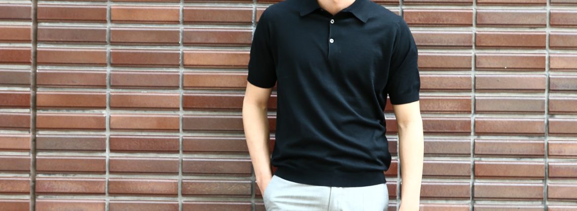 JOHN SMEDLEY (ジョンスメドレー) S3798 Polo Shirt SEA ISLAND COTTON (シーアイランドコットン) ポロシャツ BLACK (ブラック) Made in England (イギリス製) 2018 春夏新作 johnsmedley ジョンスメドレー 愛知 名古屋 ZODIAC ゾディアック