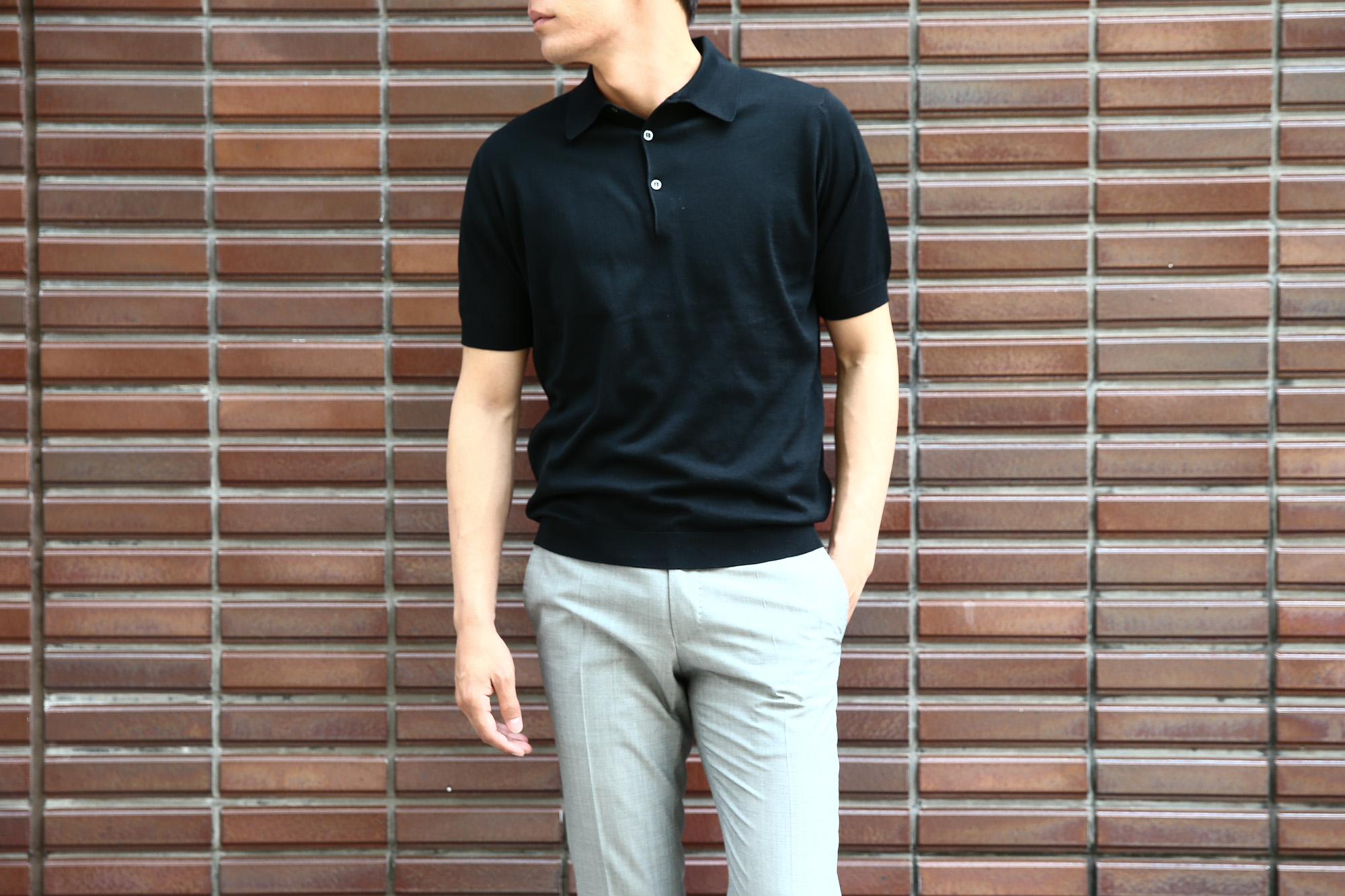 JOHN SMEDLEY (ジョンスメドレー) S3798 Polo Shirt SEA ISLAND COTTON (シーアイランドコットン) ポロシャツ BLACK (ブラック) Made in England (イギリス製) 2018 春夏新作 johnsmedley ジョンスメドレー 愛知 名古屋 Alto e Diritto アルト エ デリット