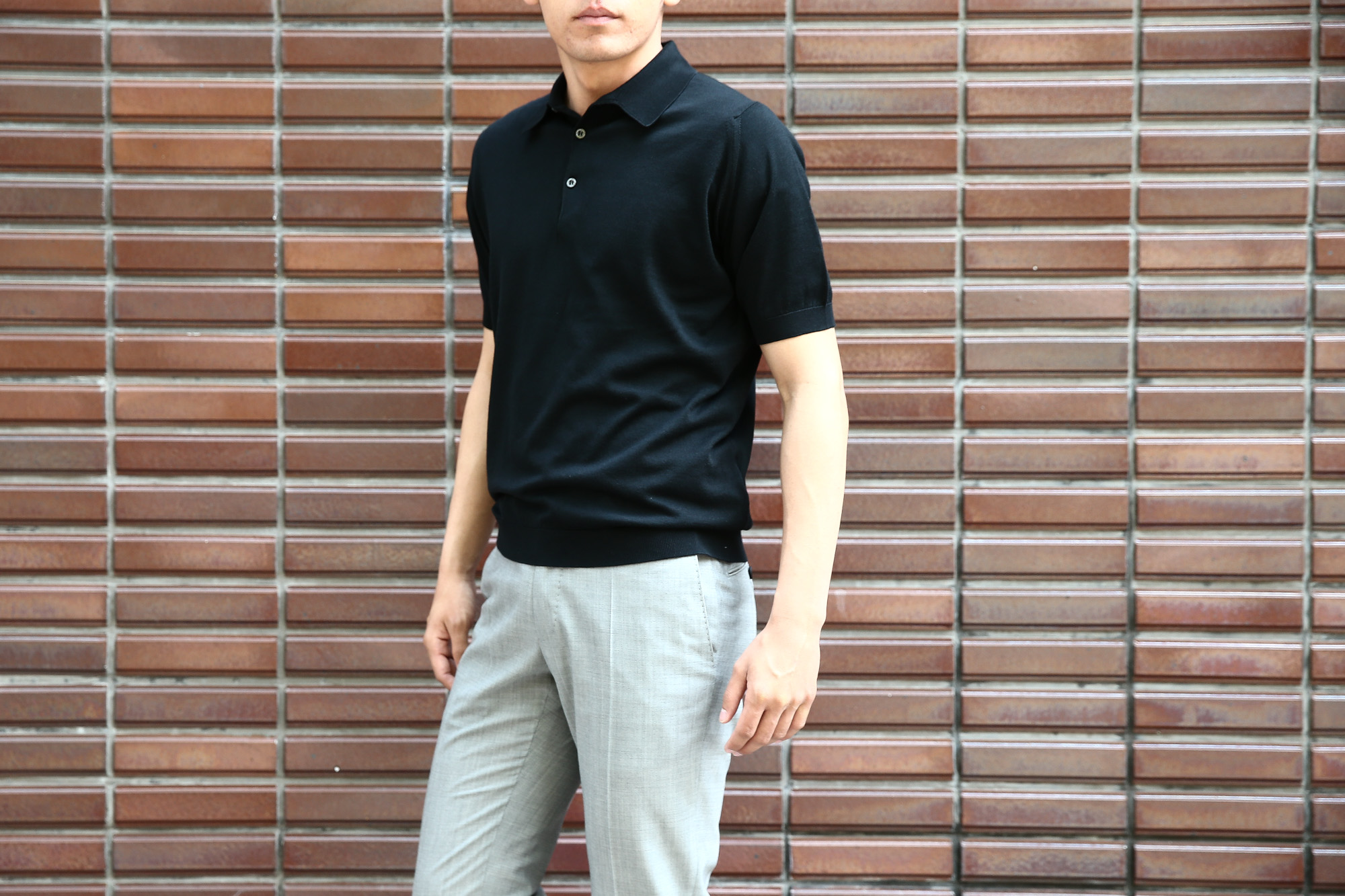 JOHN SMEDLEY (ジョンスメドレー) S3798 Polo Shirt SEA ISLAND COTTON (シーアイランドコットン) ポロシャツ BLACK (ブラック) Made in England (イギリス製) 2018 春夏新作 johnsmedley ジョンスメドレー 愛知 名古屋 Alto e Diritto アルト エ デリット