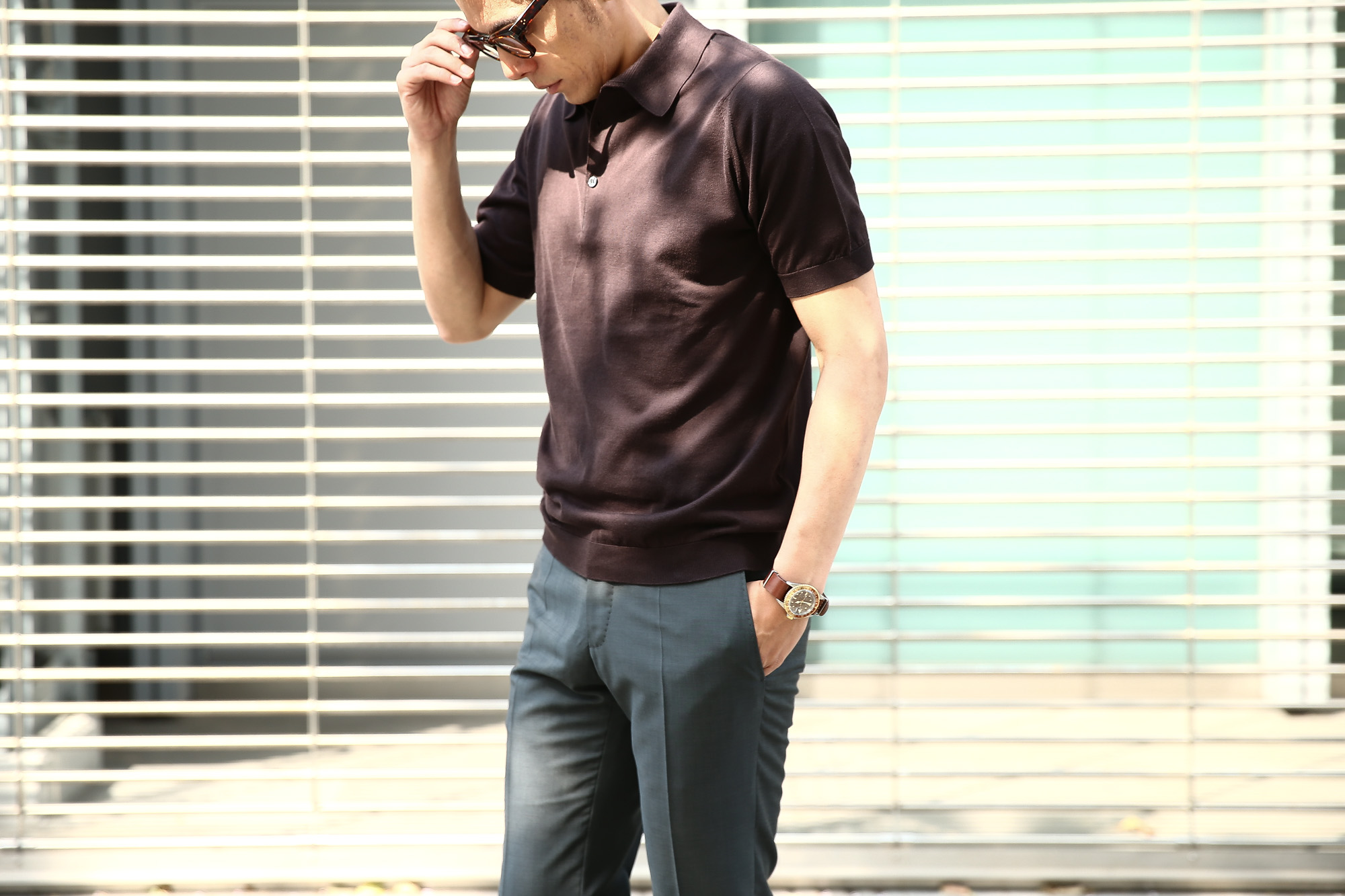 JOHN SMEDLEY (ジョンスメドレー) S3798 Polo Shirt SEA ISLAND COTTON (シーアイランドコットン) ポロシャツ DARK LEATHER (ダークレザー) Made in England (イギリス製) 2018 春夏新作 johnsmedley ジョンスメドレー 愛知 名古屋 Alto e Diritto アルト エ デリット