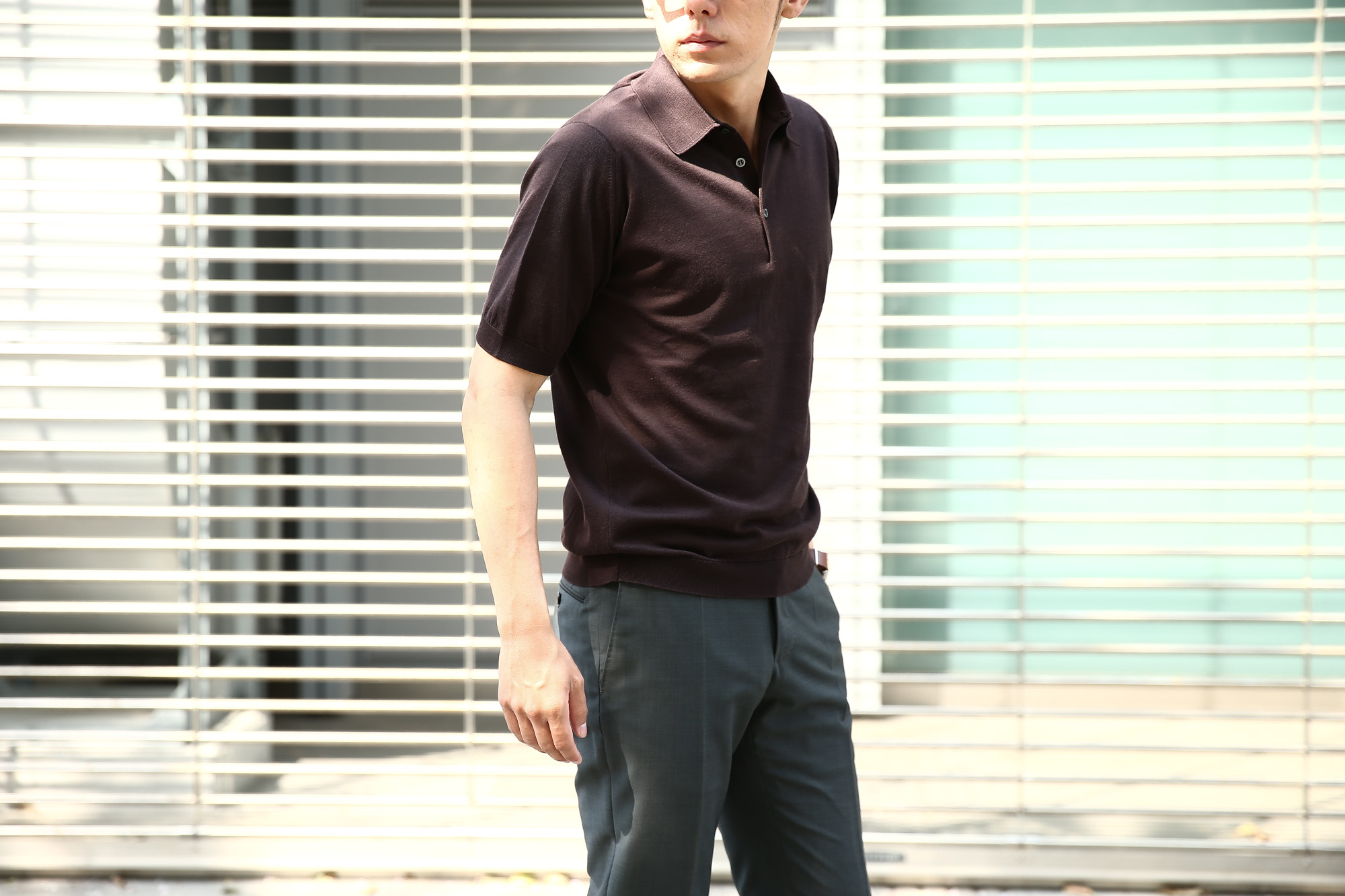 JOHN SMEDLEY (ジョンスメドレー) S3798 Polo Shirt SEA ISLAND COTTON (シーアイランドコットン) ポロシャツ DARK LEATHER (ダークレザー) Made in England (イギリス製) 2018 春夏新作 johnsmedley ジョンスメドレー 愛知 名古屋 Alto e Diritto アルト エ デリット