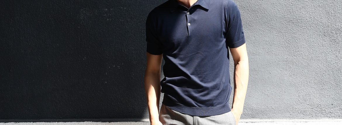 JOHN SMEDLEY (ジョンスメドレー) S3798 Polo Shirt SEA ISLAND COTTON (シーアイランドコットン) ポロシャツ NAVY (ネイビー) Made in England (イギリス製) 2018 春夏新作 johnsmedley ジョンスメドレー 愛知 名古屋 ZODIAC ゾディアック