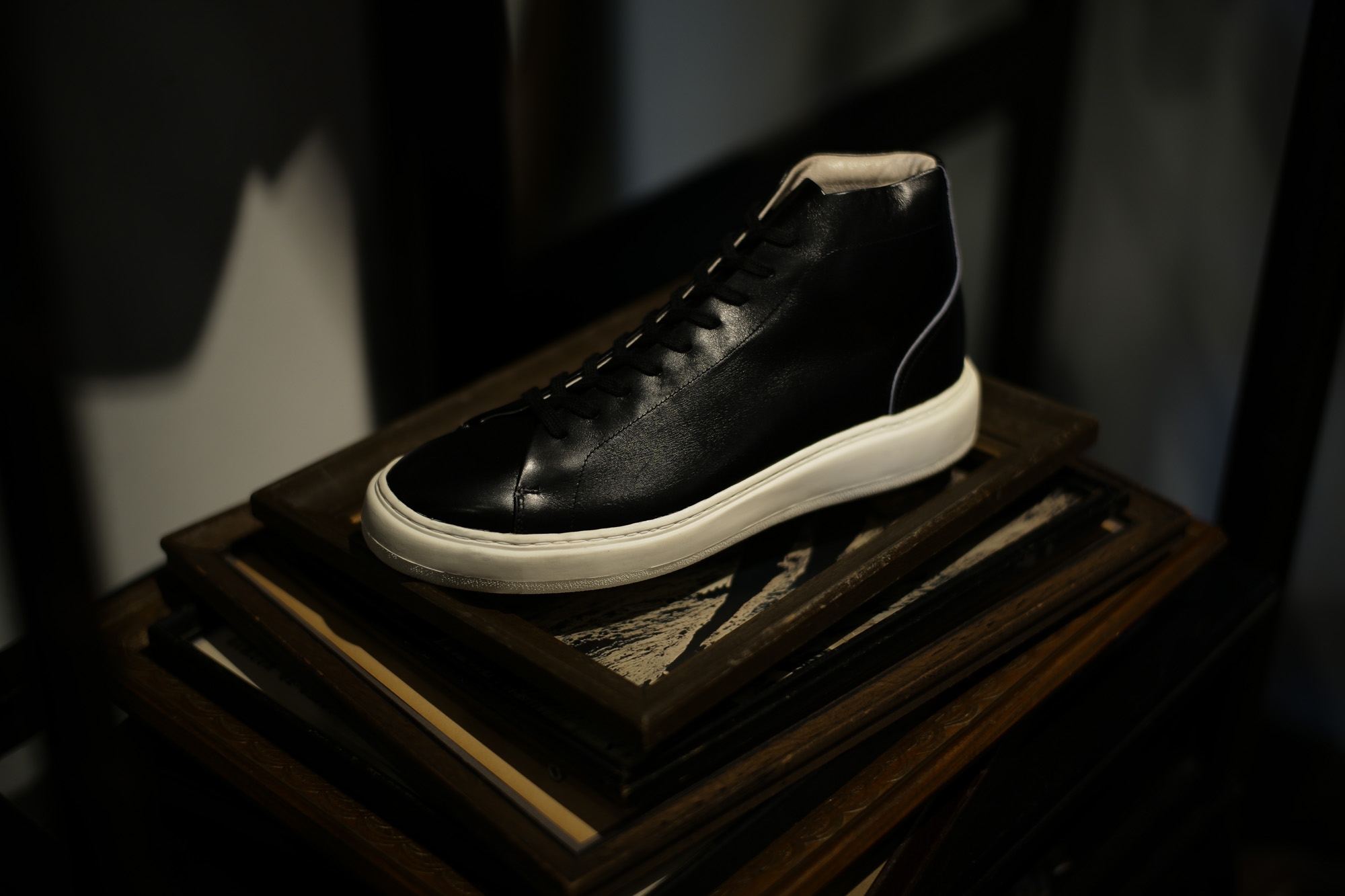 PATRICK(パトリック) CRUISE LINE クルーズライン GENOVA-HI (ジェノバ ハイ) Annonay Vocalou Calf Leather (アノネイ社 ボカルーカーフ レザー) ハイカット レザー スニーカー BLACK (ブラック・BLK) MADE IN JAPAN(日本製) 【1st コレクション // 復刻モデル】【スペシャル限定モデル】【第1便ご予約受付中】 patrick パトリック cruiseline クルーズライン 愛知 名古屋 Alto e Diritto アルト エ デリット 干場義雅　坪内浩